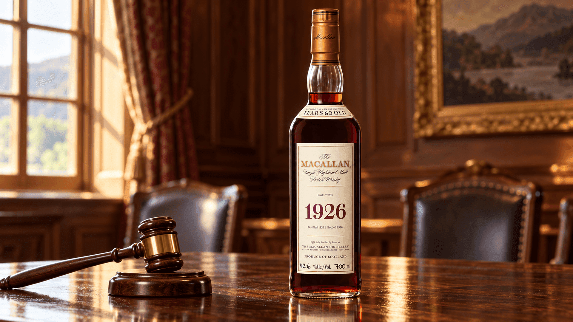 Bottiglia di The Macallan Fine & Rare 1926 venduta all'asta di Sotheby's al Macallan Estate