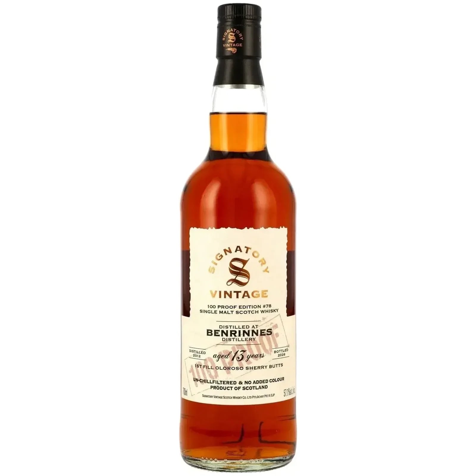 Benrinnes 13 Years Old 2012 100 PROOF Edition #78 Signatory Vintage