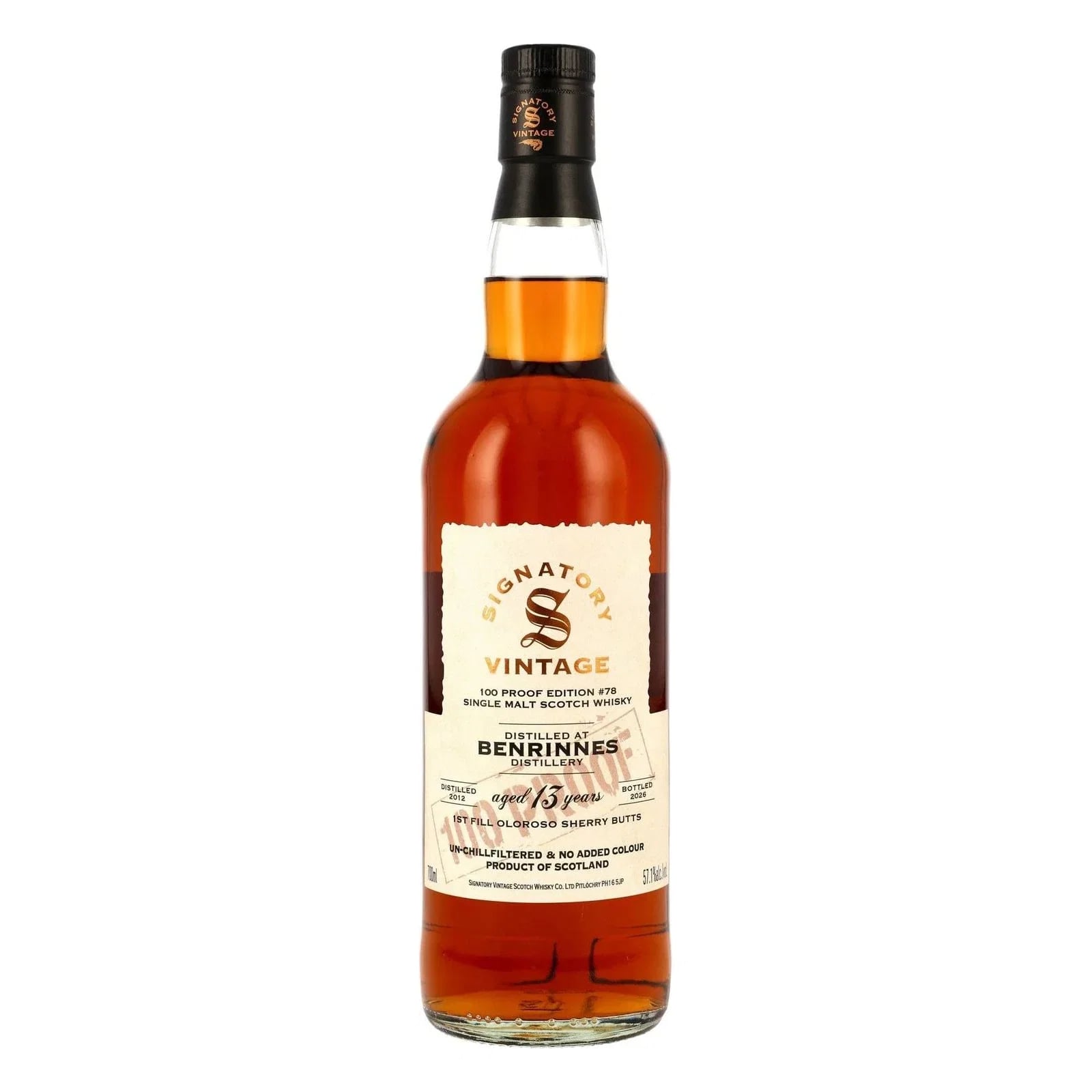 Benrinnes 13 Years Old 2012 100 PROOF Edition #78 Signatory Vintage