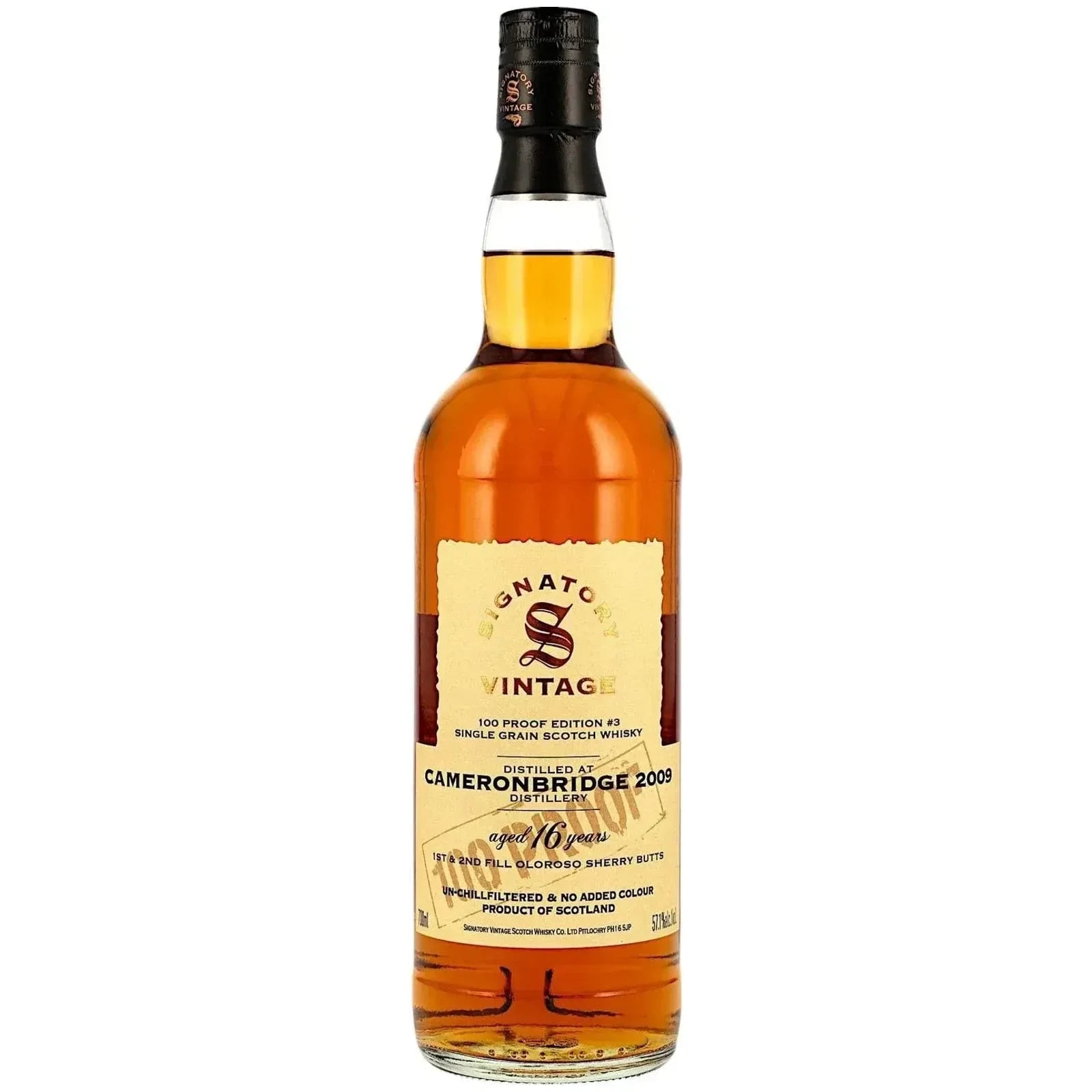 Cameronbridge 16 Years Old 2009 100 Proof Grain Edition #3 Signatory Vintage