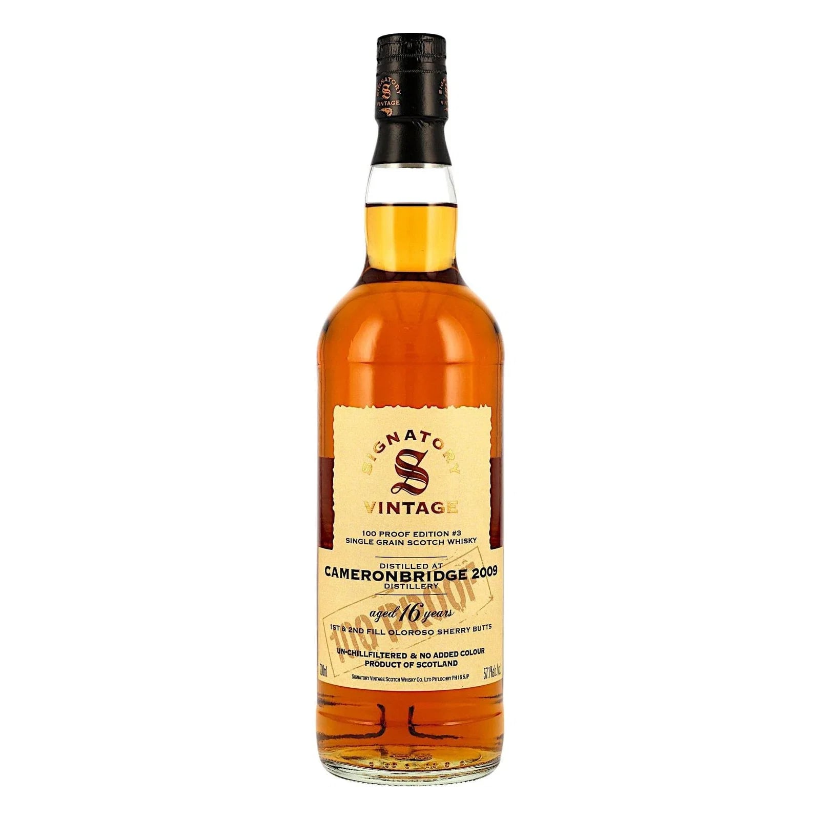 Cameronbridge 16 Years Old 2009 100 Proof Grain Edition #3 Signatory Vintage