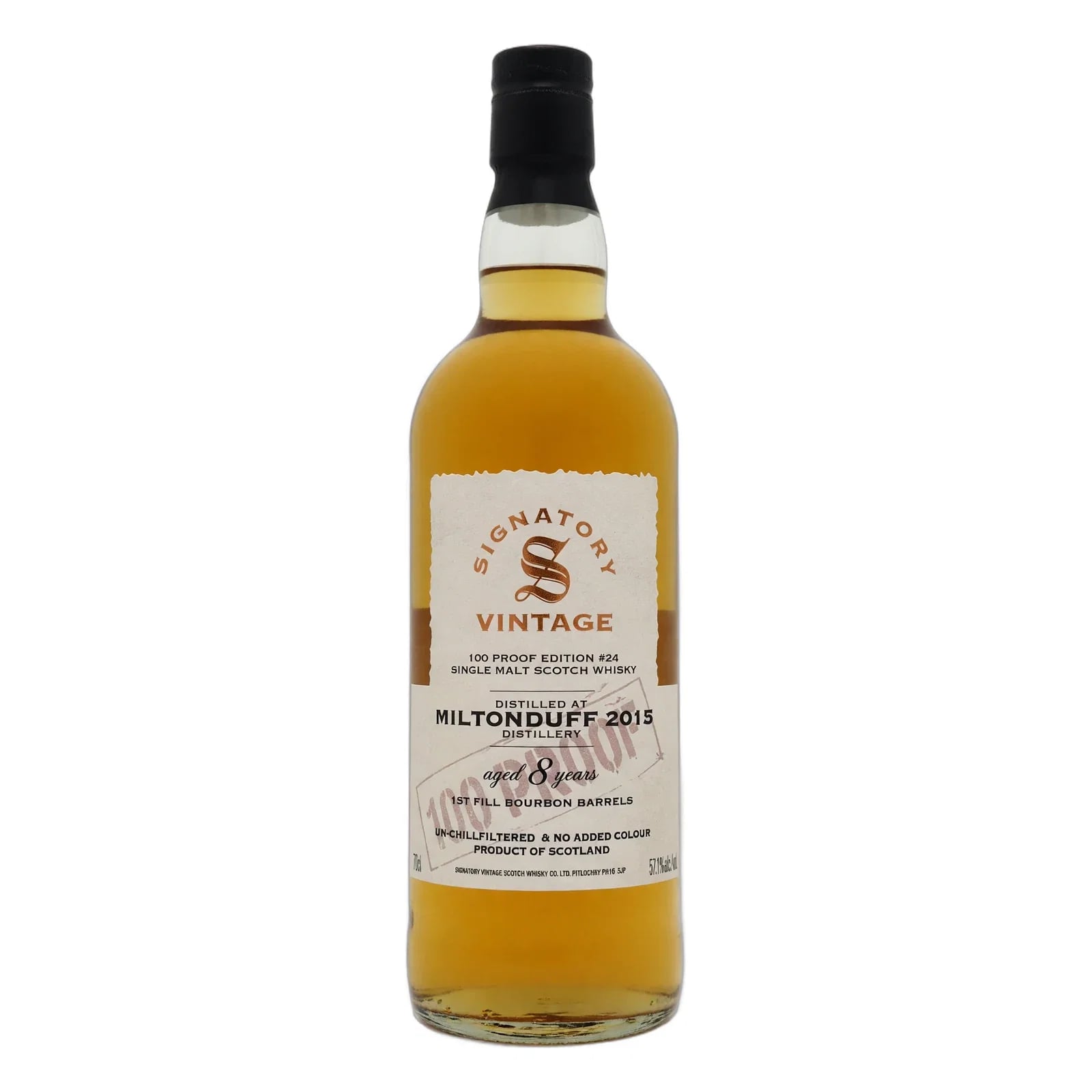 Miltonduff 8 Years Old 2015 100 Proof Edition #24 Signatory Vintage