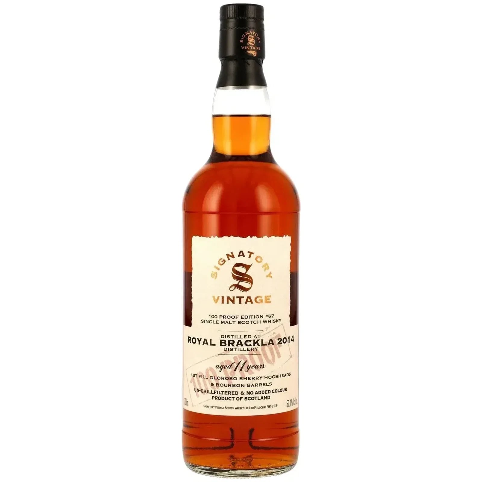 Royal Brackla 11 Years Old 2014 100 PROOF Edition #67 Signatory Vintage