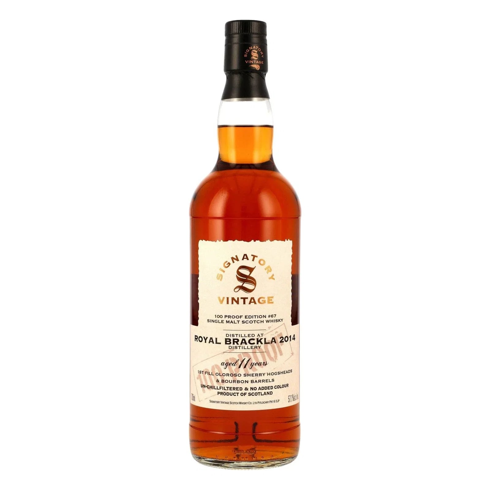 Royal Brackla 11 Years Old 2014 100 PROOF Edition #67 Signatory Vintage
