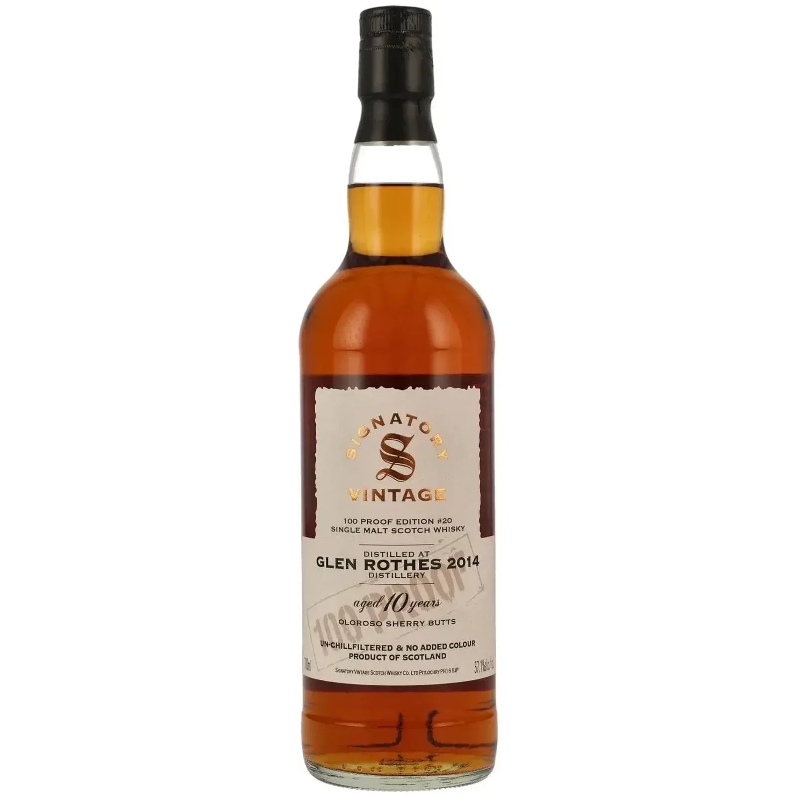 Glenrothes 10 Years Old 2014 100 Proof Edition #20 Signatory Vintage