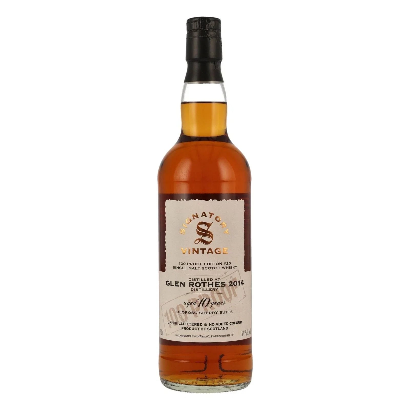 Glenrothes 10 Years Old 2014 100 Proof Edition #20 Signatory Vintage