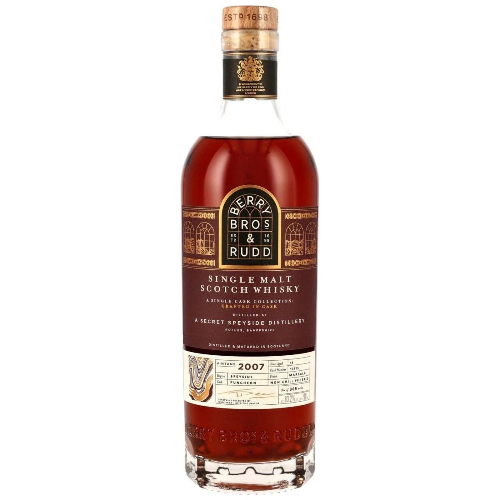 A Secret Speyside Distillery 18 Years Old 2007 A Single Cask Collection Crafted In Cask Berry Bros & Rudd