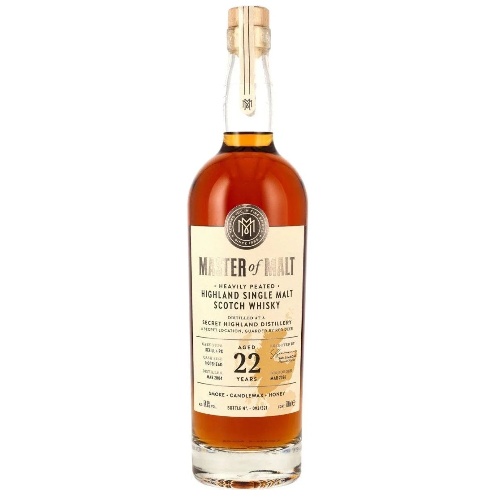 A Secret Highland Distillery 22 Years Old 2004 Heavily Peated Master Of Malt