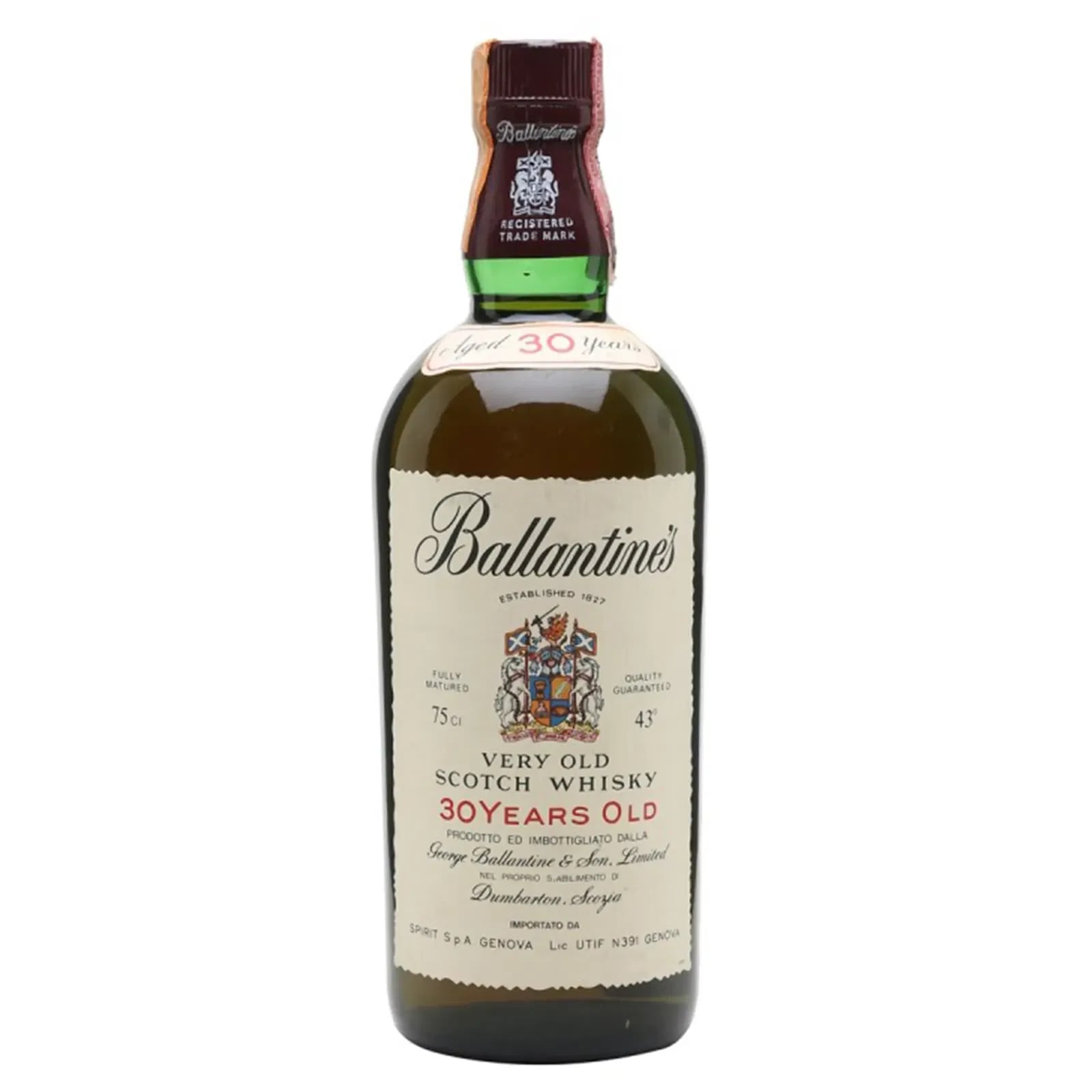 Ballantines 30 Years Old Very Old Scotch Whisky George Ballantine & Son 75cl