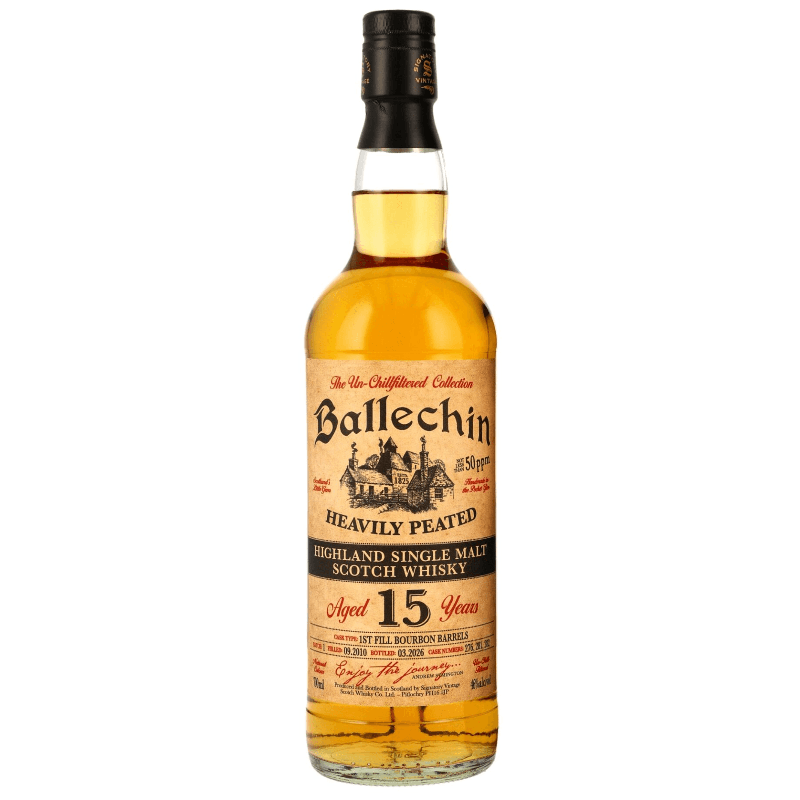 Ballechin 15 Years Old 2010 The Un-Chillfiltered Collection Signatory Vintage Batch Nr. 1