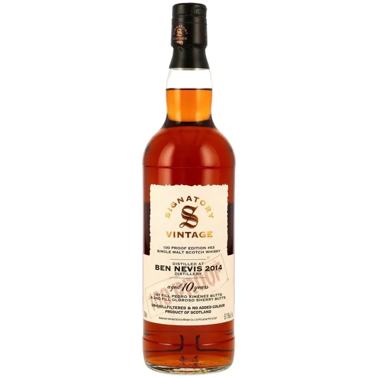 Ben Nevis 10 Years Old 2014 100 Proof Edition #63 Signatory Vintage