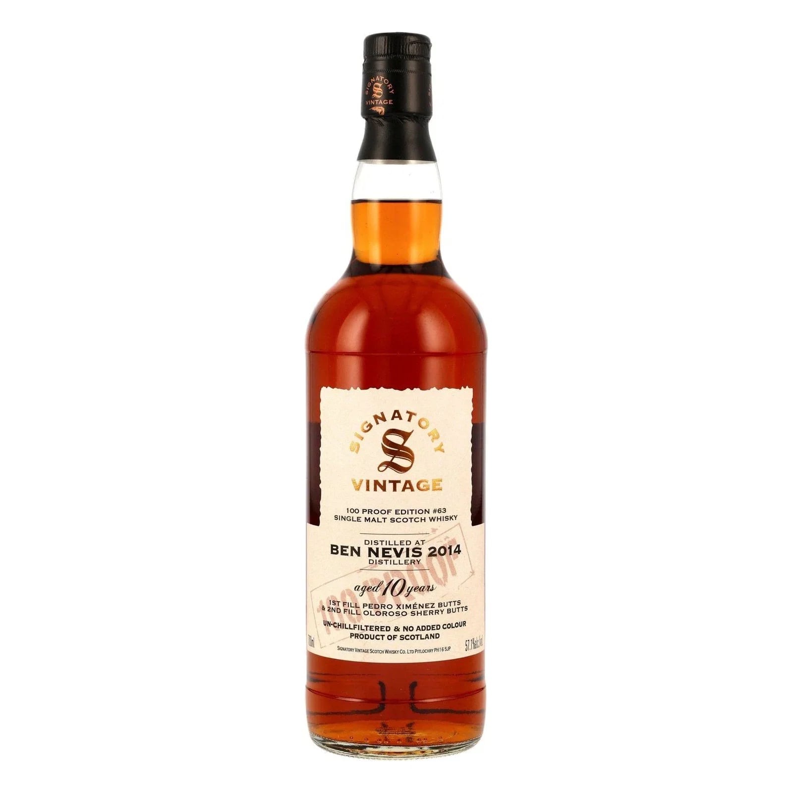 Ben Nevis 10 Years Old 2014 100 Proof Edition #63 Signatory Vintage