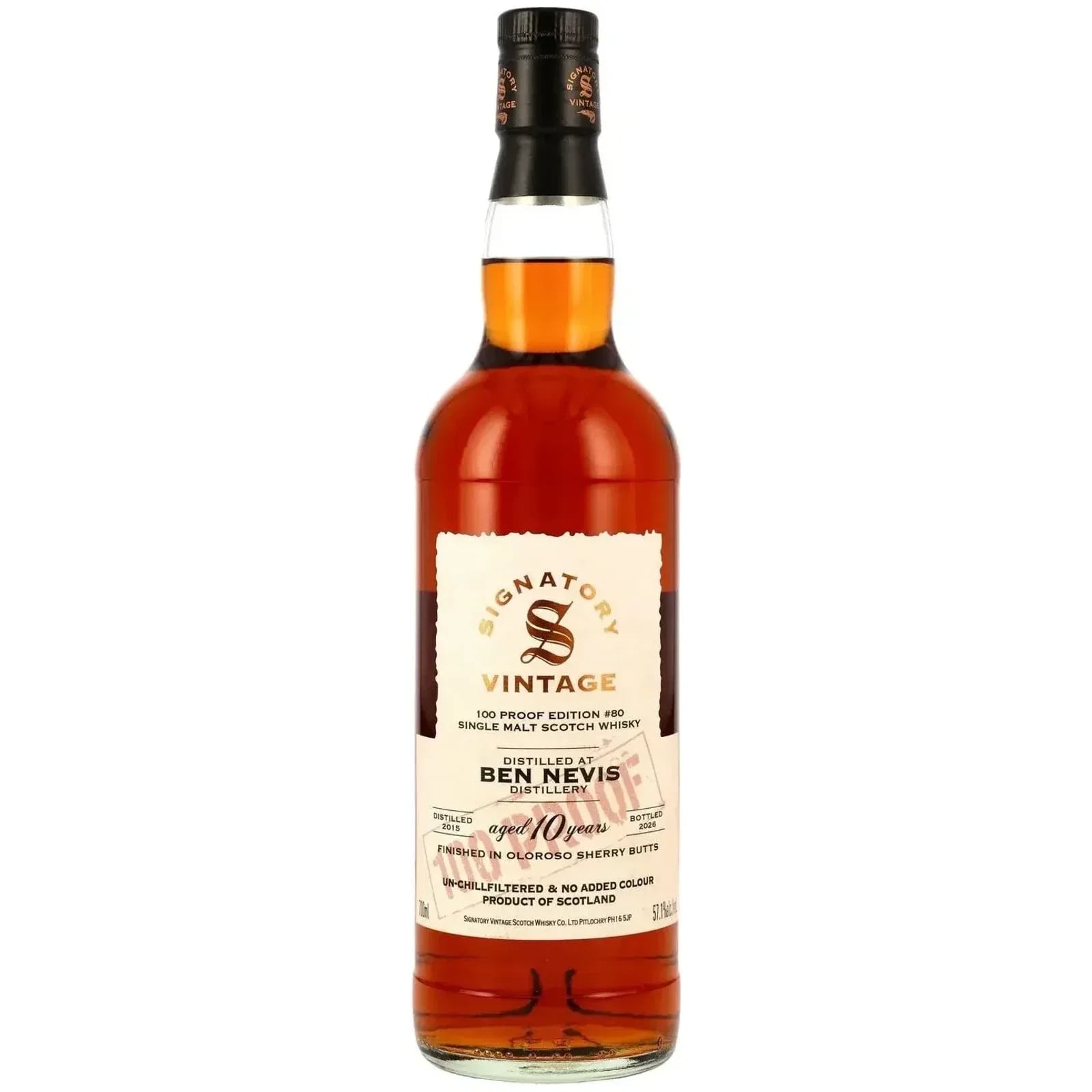 Ben Nevis 10 Years Old 2015 100 Proof Edition #80 Signatory Vintage