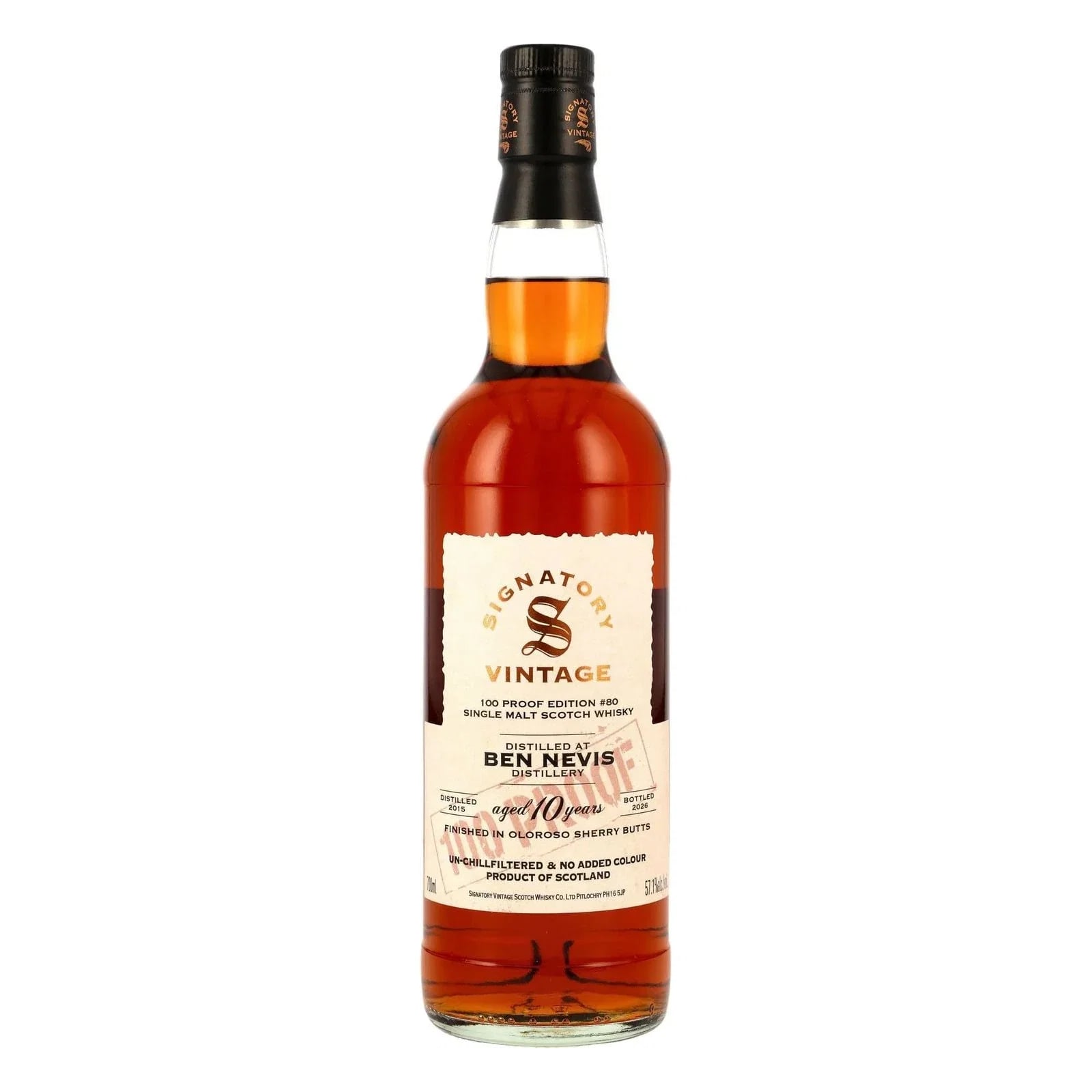 Ben Nevis 10 Years Old 2015 100 Proof Edition #80 Signatory Vintage