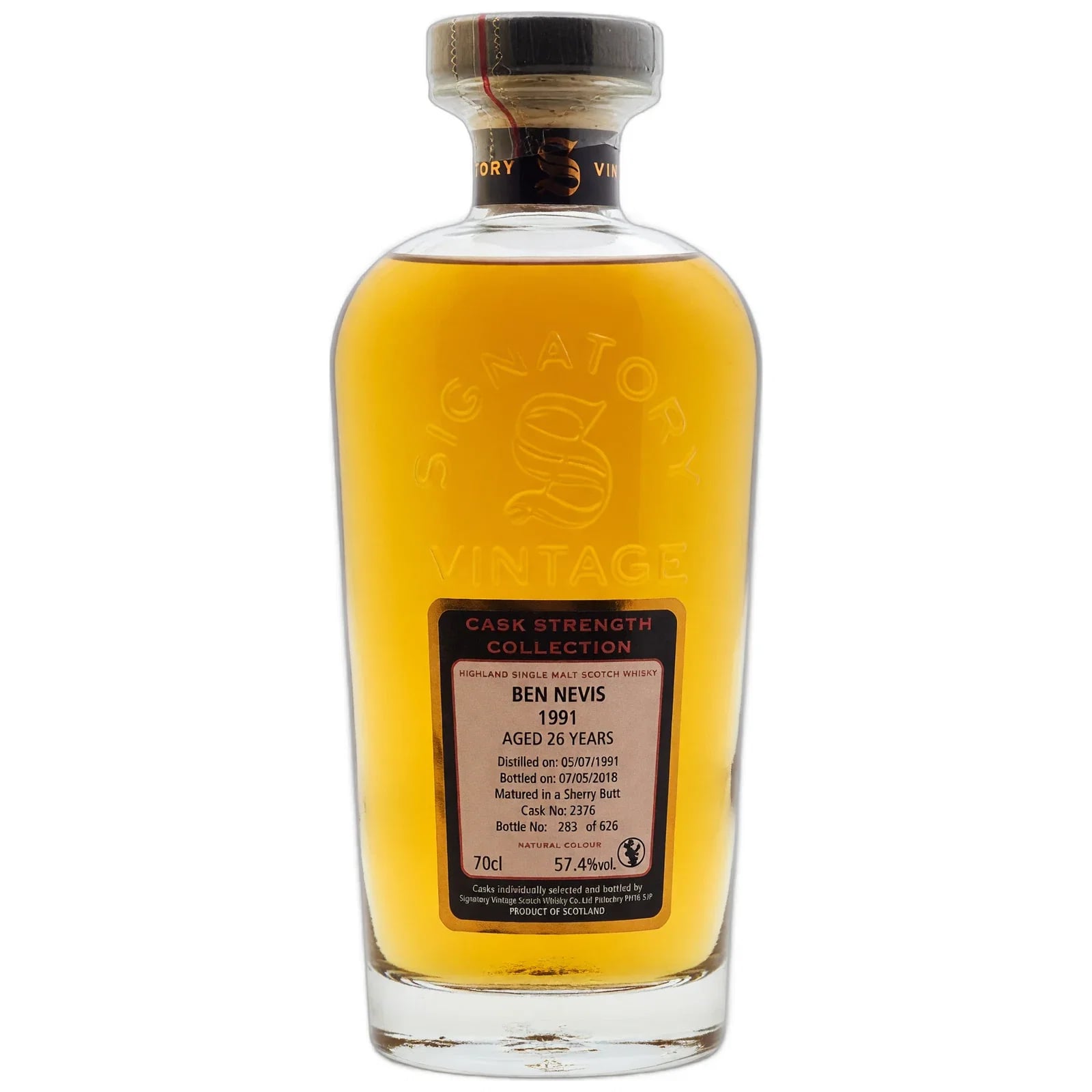Ben Nevis 26 Years Old 1991 Cask Strength Collection Signatory Vintage Cask Nr. 2376