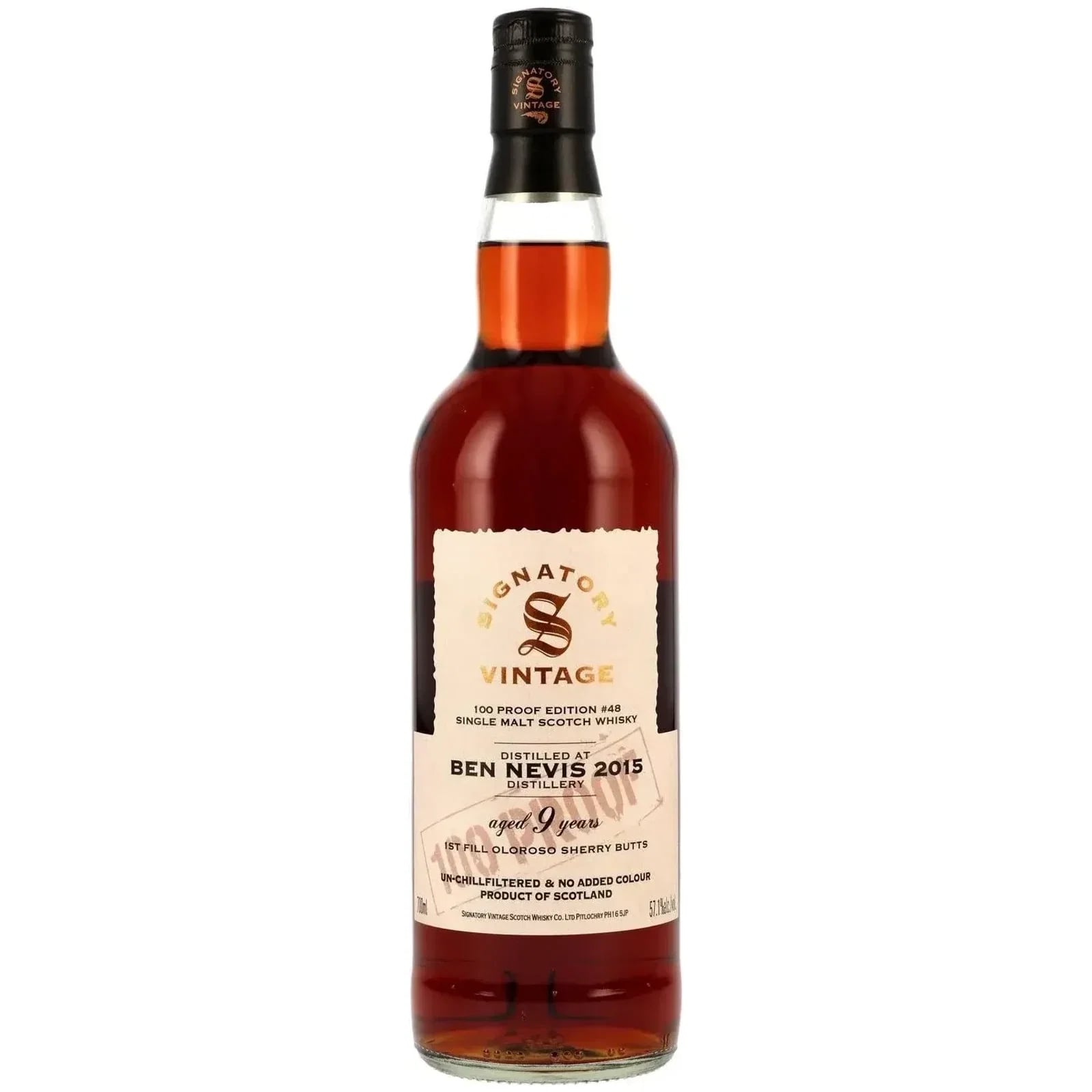 Ben Nevis 9 Years Old 2015 100 Proof Edition #48 Signatory Vintage