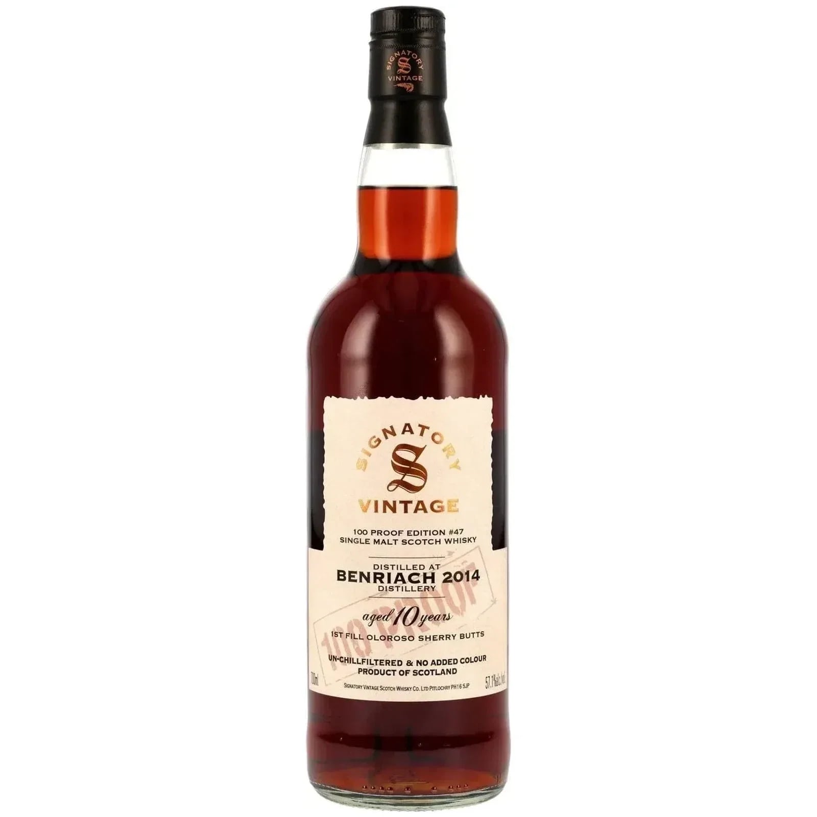 Benriach 10 Years Old 2014 Signatory 100 Proof Edition #40 Signatory Vintage