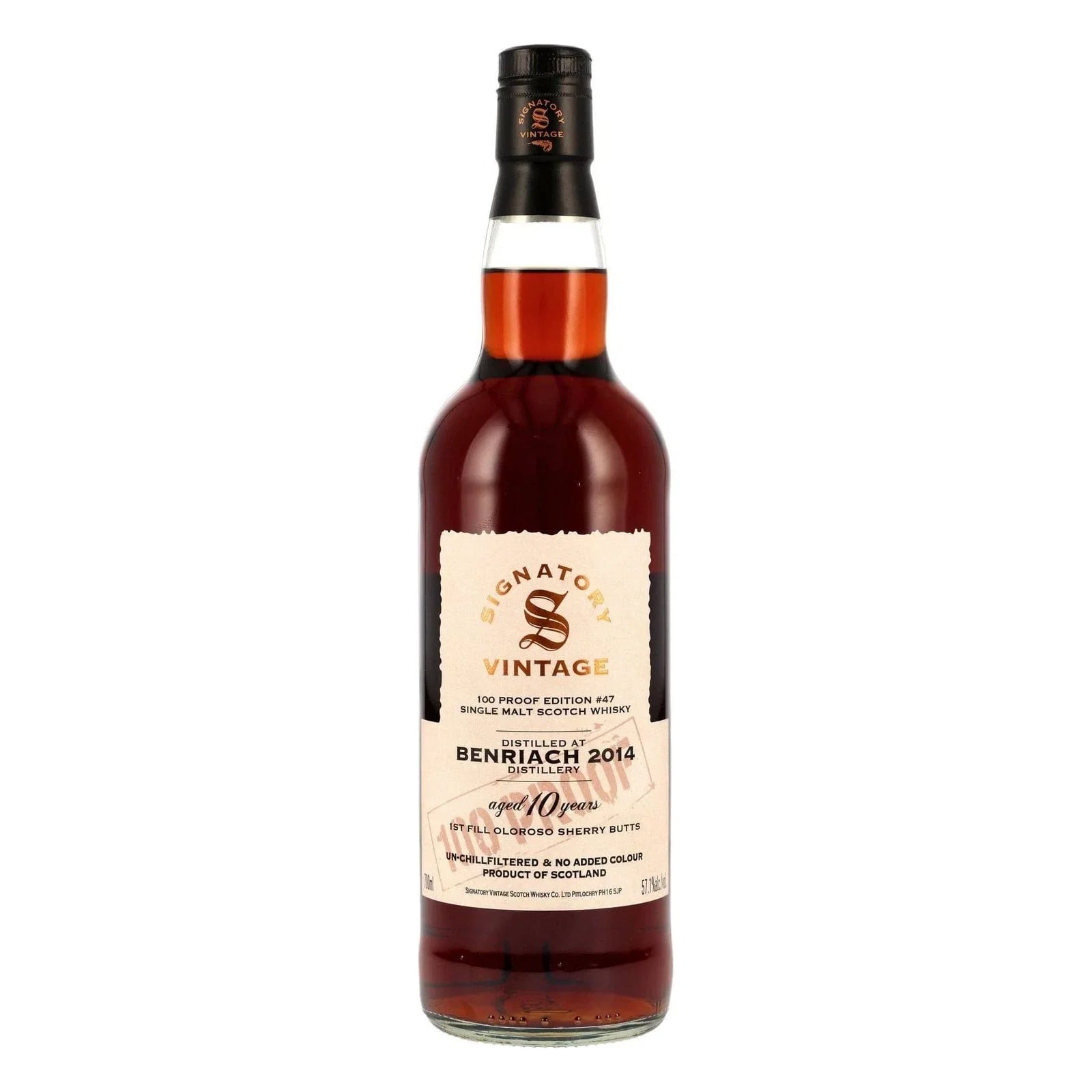 Benriach 10 Years Old 2014 Signatory 100 Proof Edition #40 Signatory Vintage