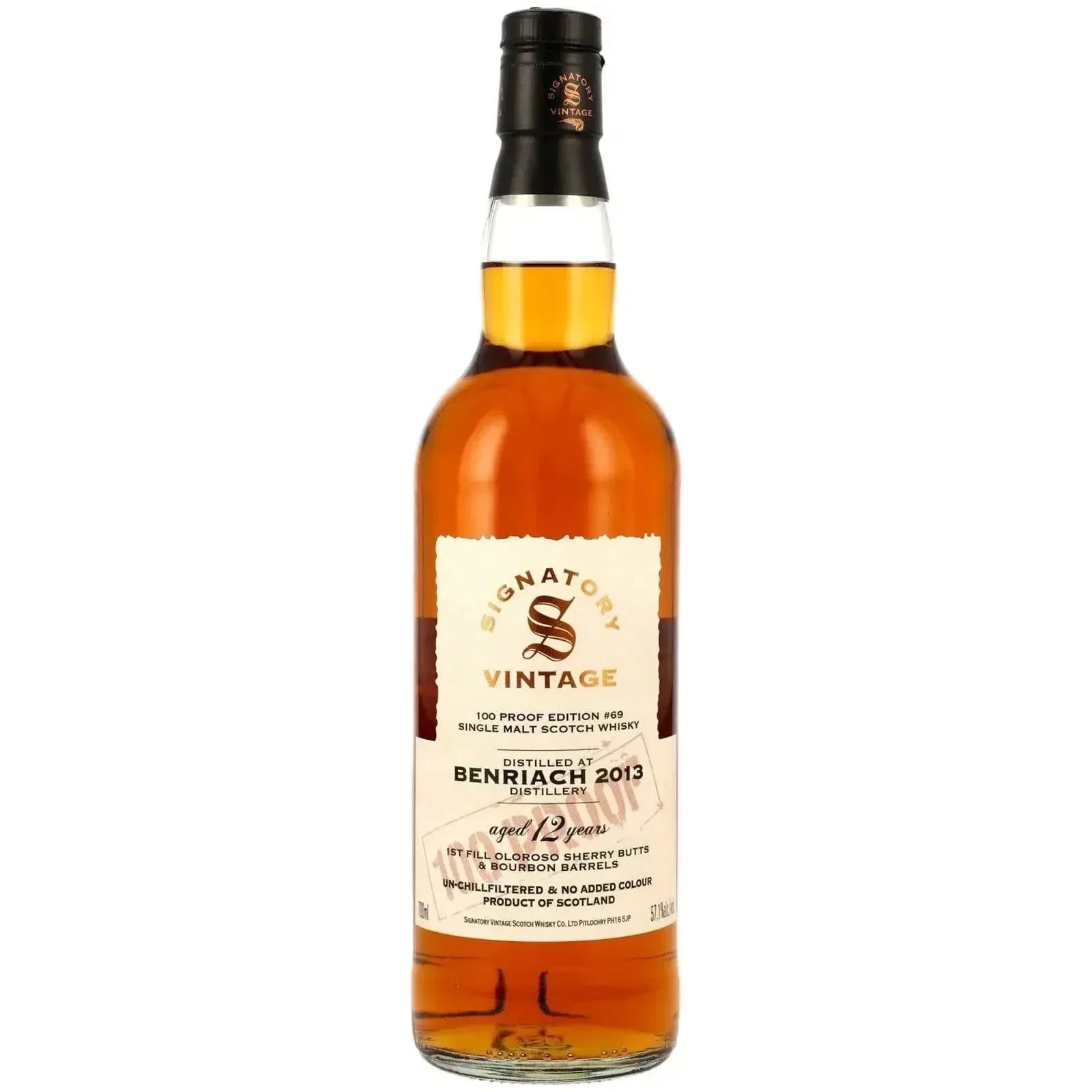Benriach 12 Years Old 2013 100 PROOF Edition #69 Signatory Vintage