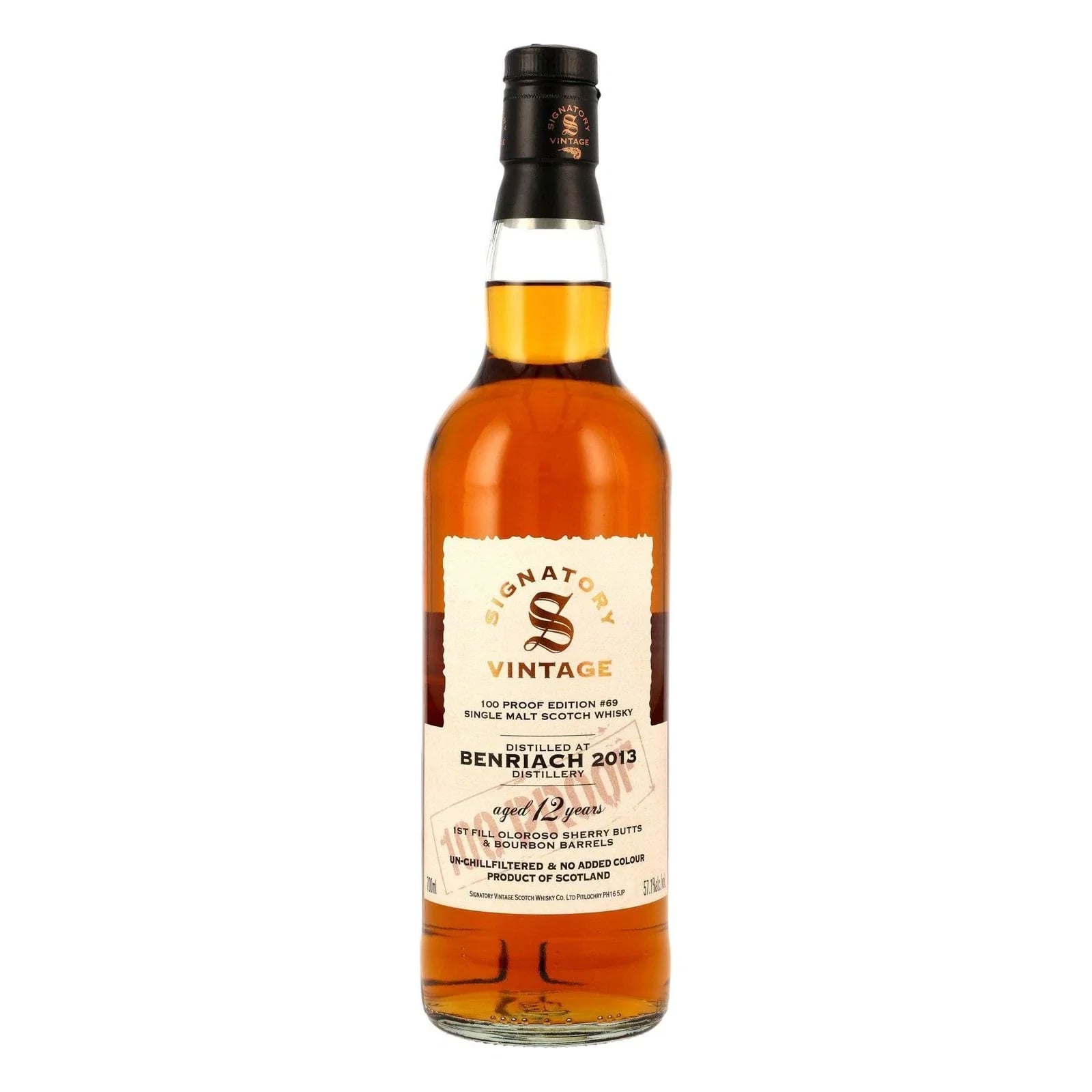 Benriach 12 Years Old 2013 100 PROOF Edition #69 Signatory Vintage