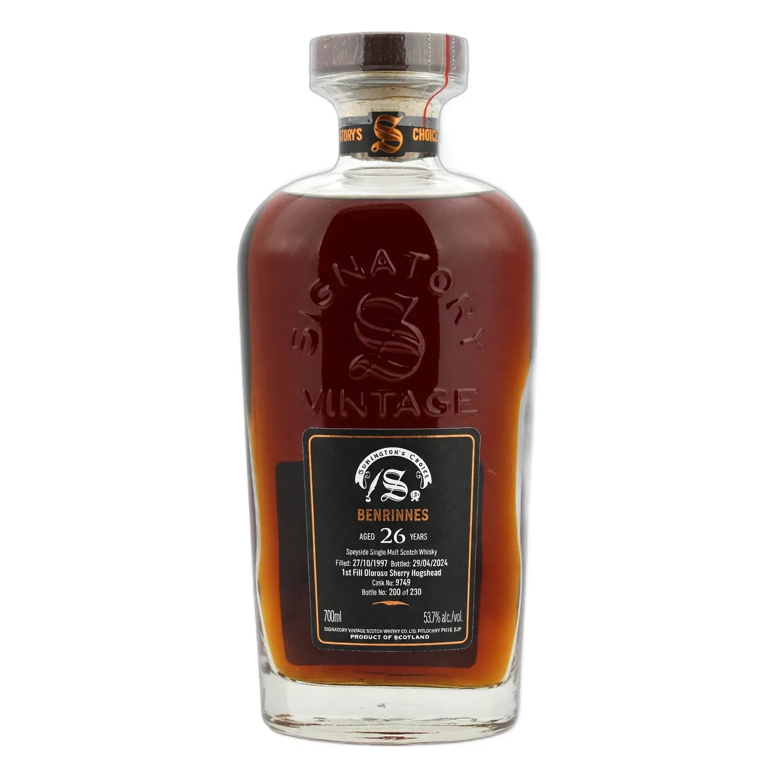 Benrinnes 26 Years Old 1997 Cask Strength Collection Symington'S Choice Signatory Vintage Cask Nr. 9749