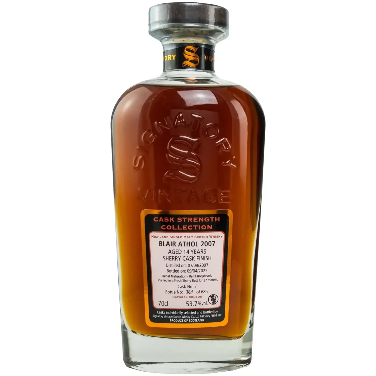 Blair Athol 14 Years Old 2007 Cask Strength Collection Signatory Vintage #2