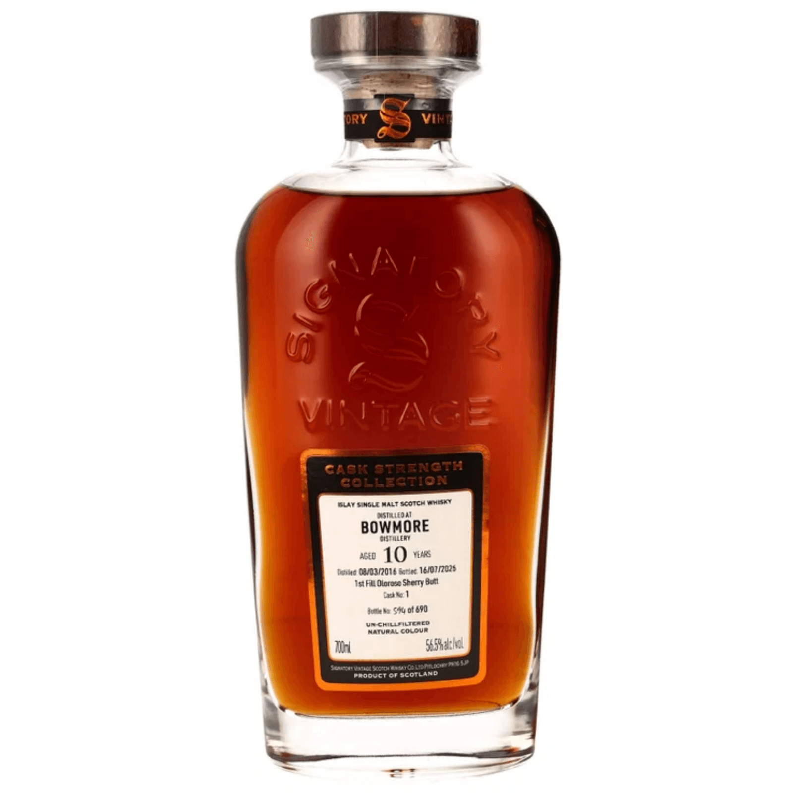 Bowmore 10 Years Old 2016 Cask Strength Collection Signatory Vintage Cask Nr.1