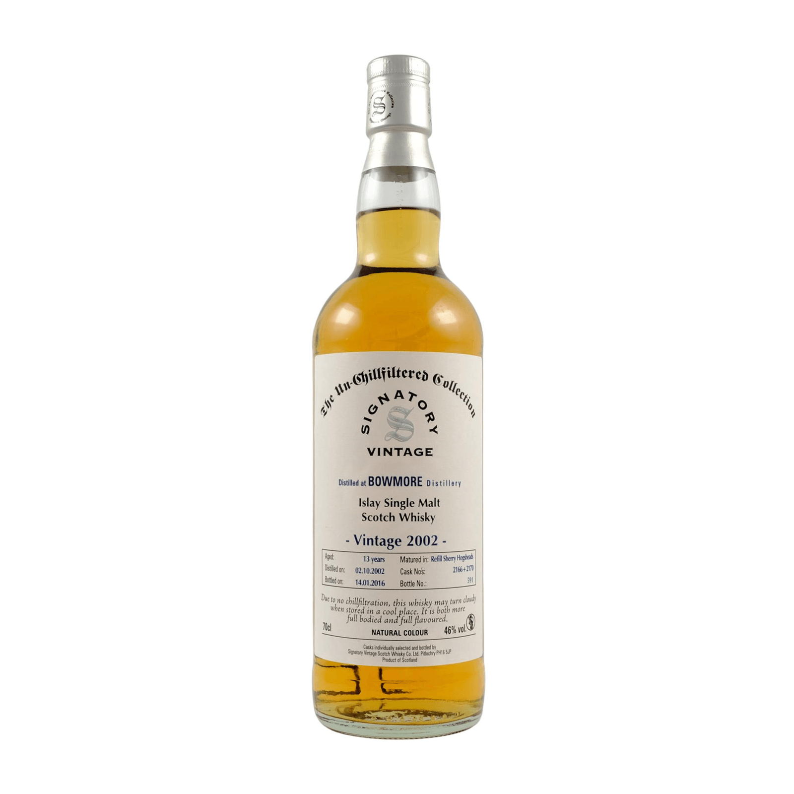 Bowmore 13 Years Old 2002 The Un-Chillfiltered Collection Signatory Vintage 22166 + 2170