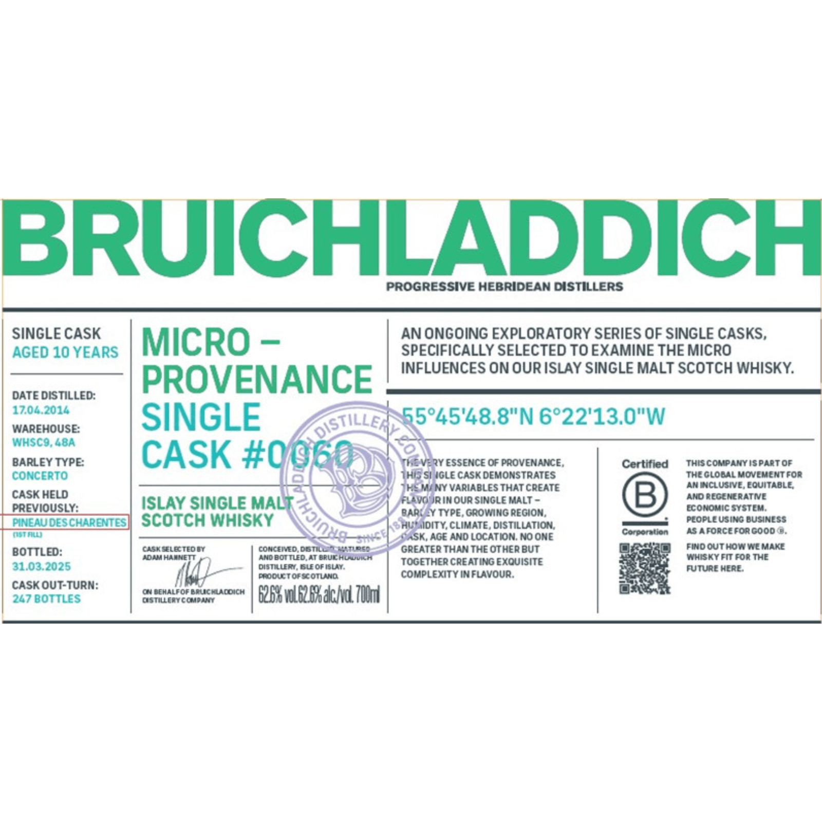 Bruichladdich 10 Years Old 2014 Cask Nr.0060