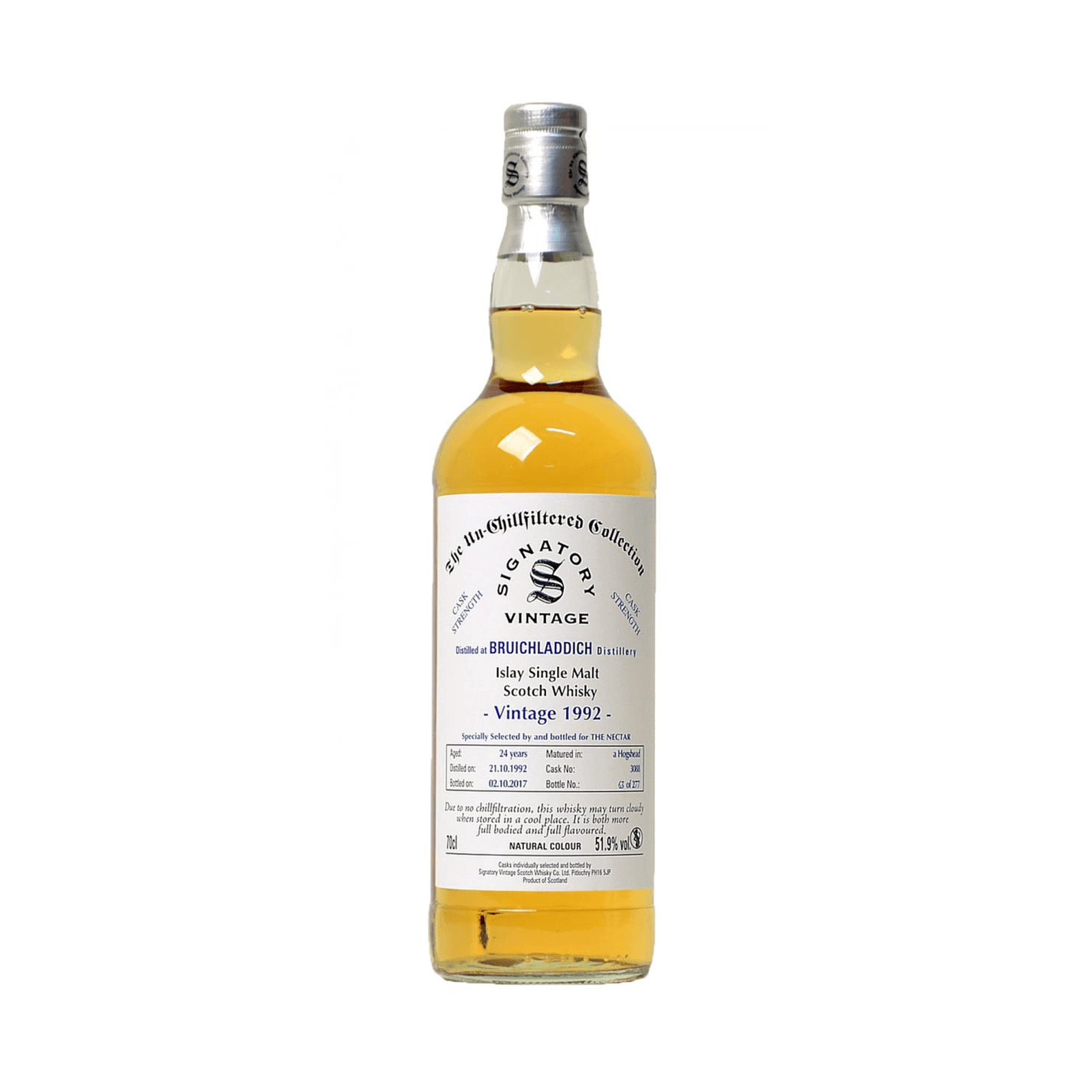 Bruichladdich 24 Years Old 1992 The Un-Chillfiltered Collection - Cask Strength Signatory Vintage 3088