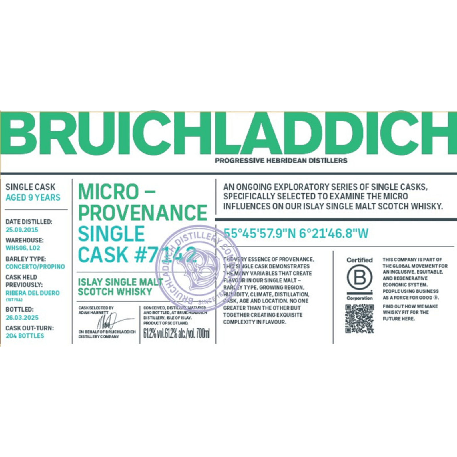 Bruichladdich 9 Years Old 2015 Cask Nr.7142