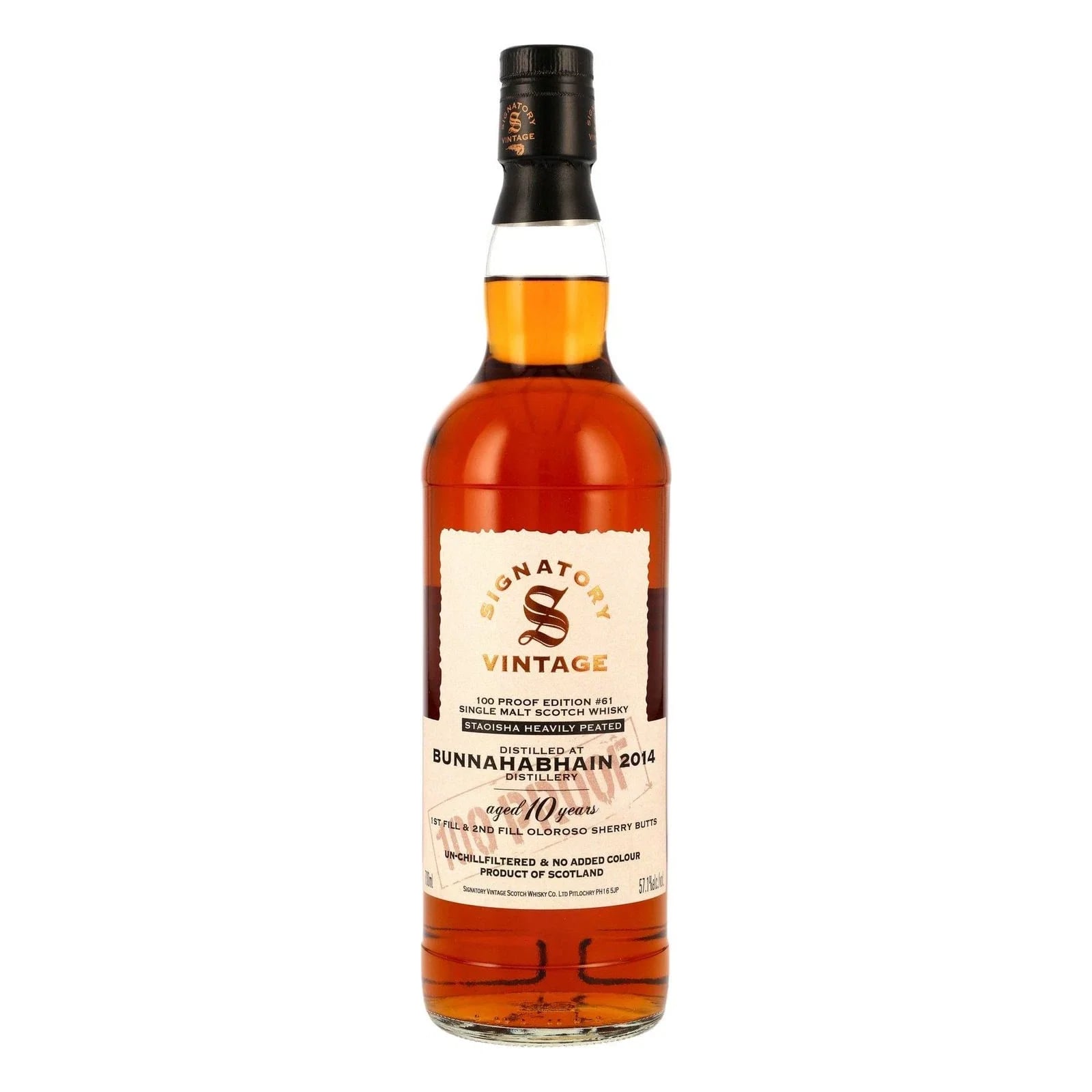 Bunnahabhain Staoisha 10 Years Old 2014 100 PROOF Edition #61 Signatory Vintage
