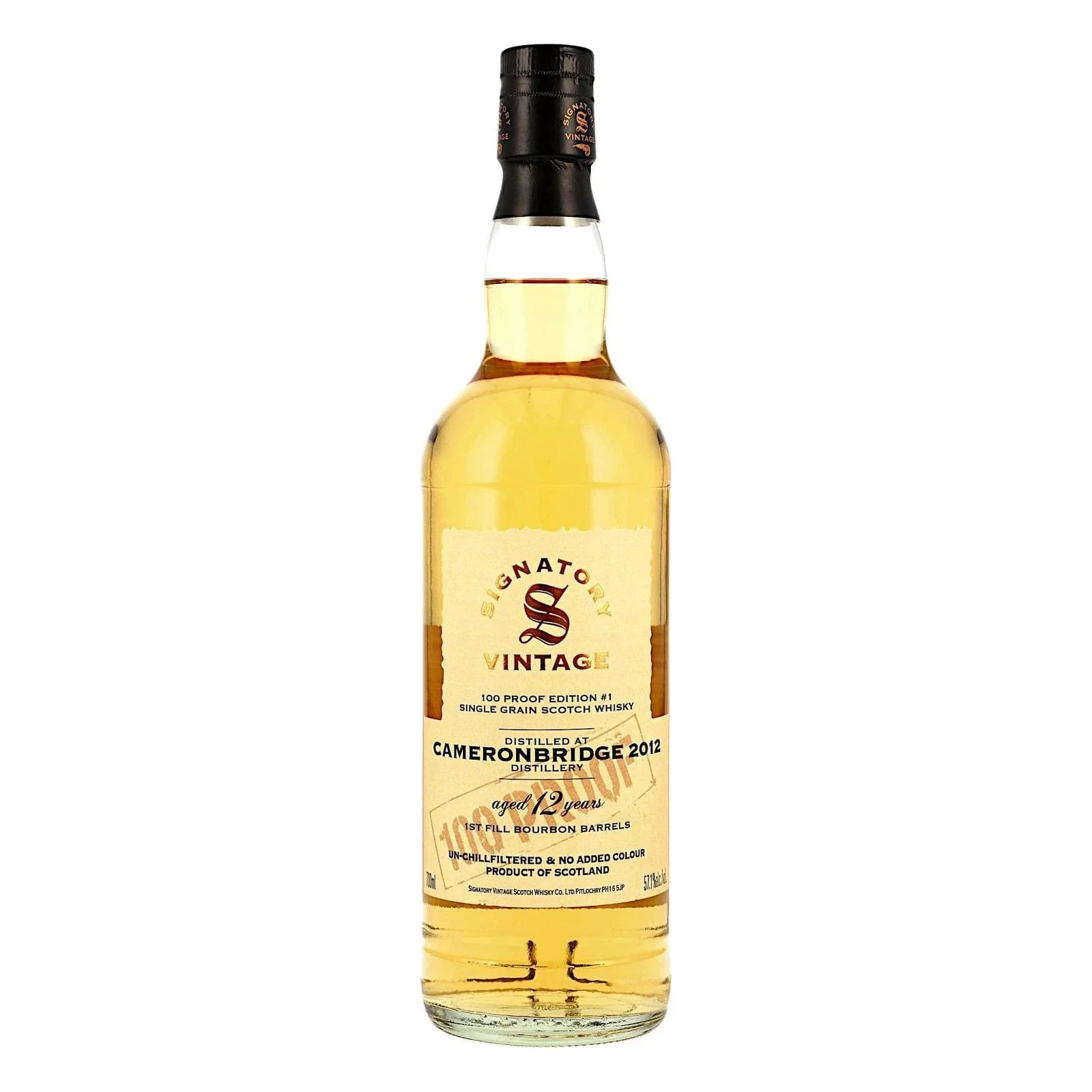 Cameronbridge 12 Years Old 2012 100 Proof Grain Signatory Vintage Edition #1