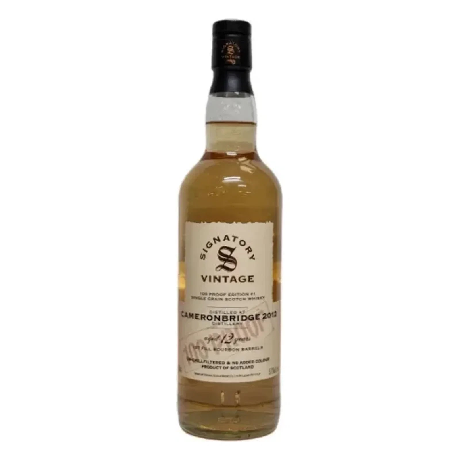 Cameronbridge 2012 100 Proof Edition #1 Singatory Vintage