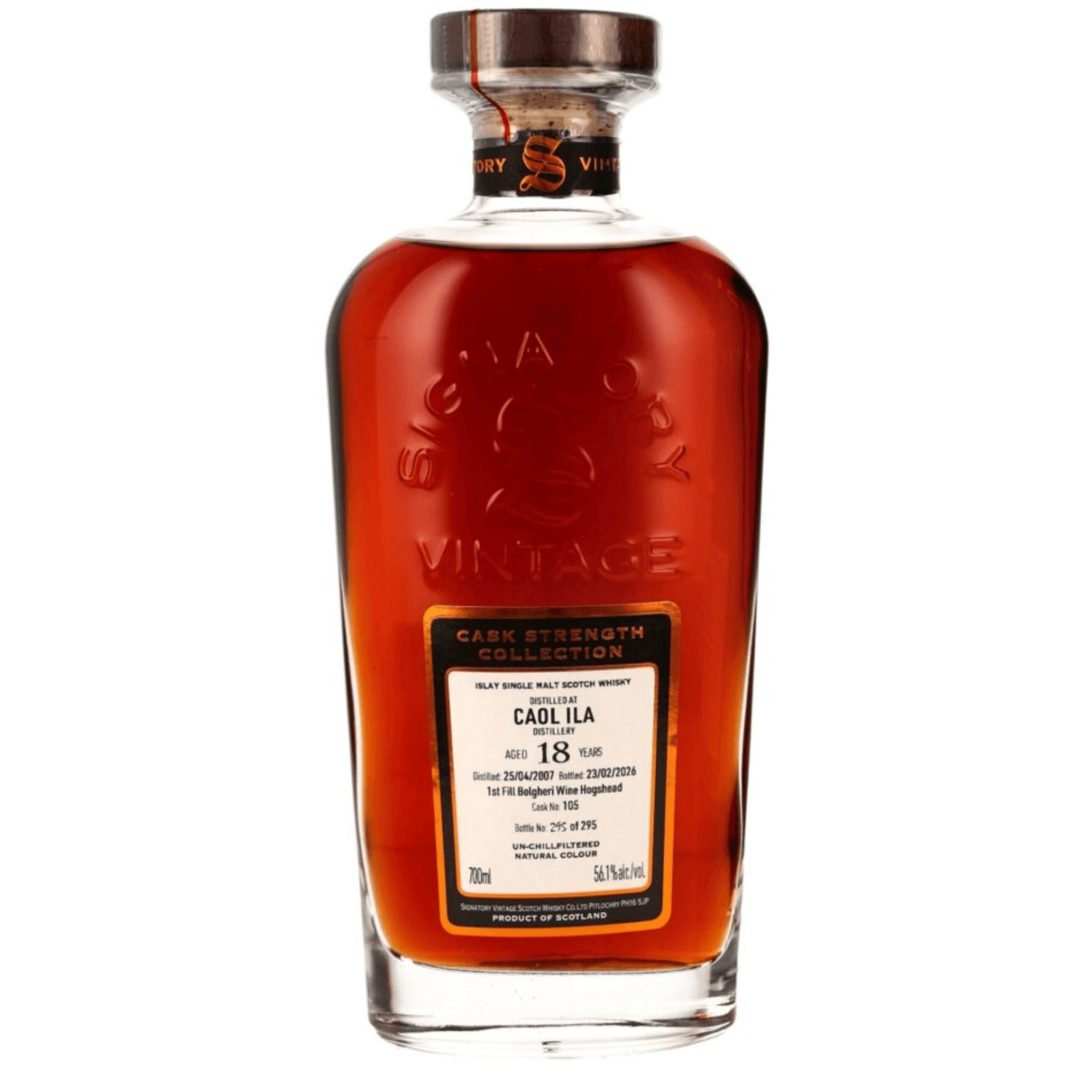 Caol Ila 18 Years Old 2007 Cask Strength Collection Signatory Vintage Cask Nr.105