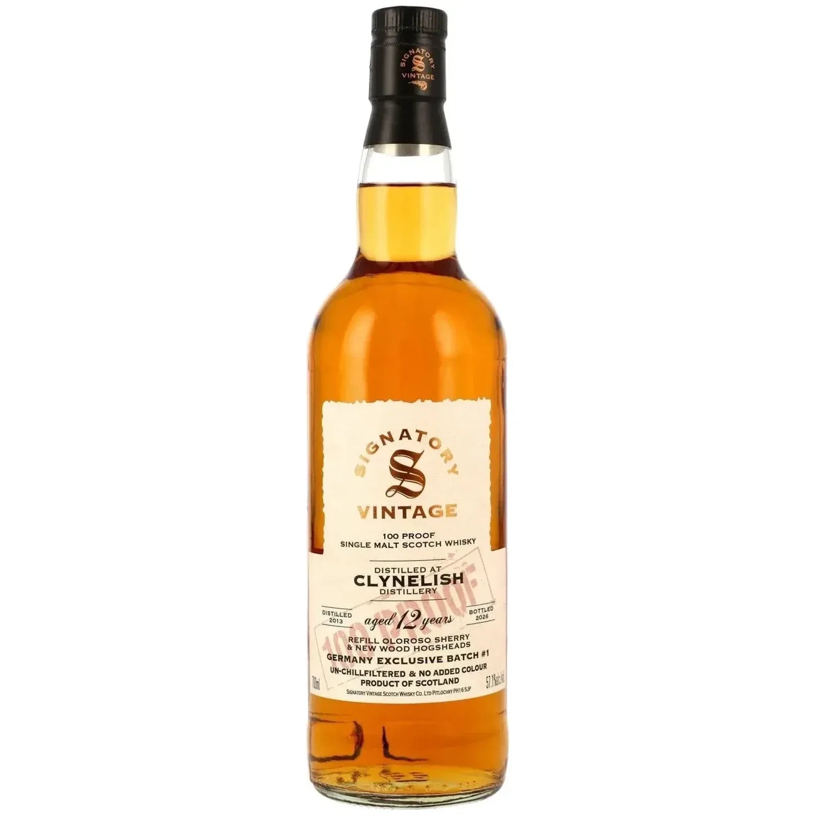 Clynelish 12 Years Old 2013 100 Proof Germany Edition #1 Signatory Vintage