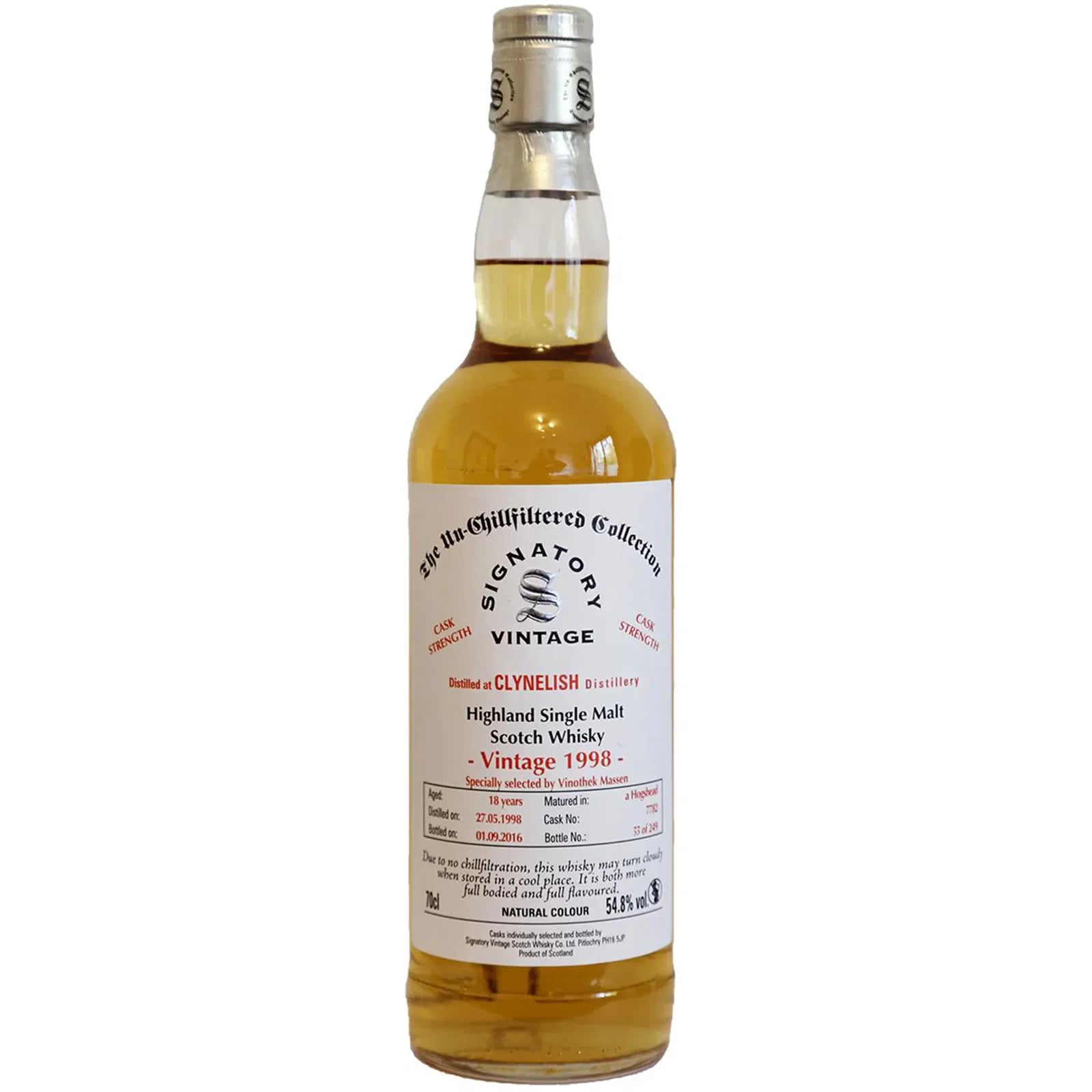 Clynelish 18 Years Old 1998 The Un-Chillfiltered Collection Cask Strength Signatory Vintage Nr. 7782