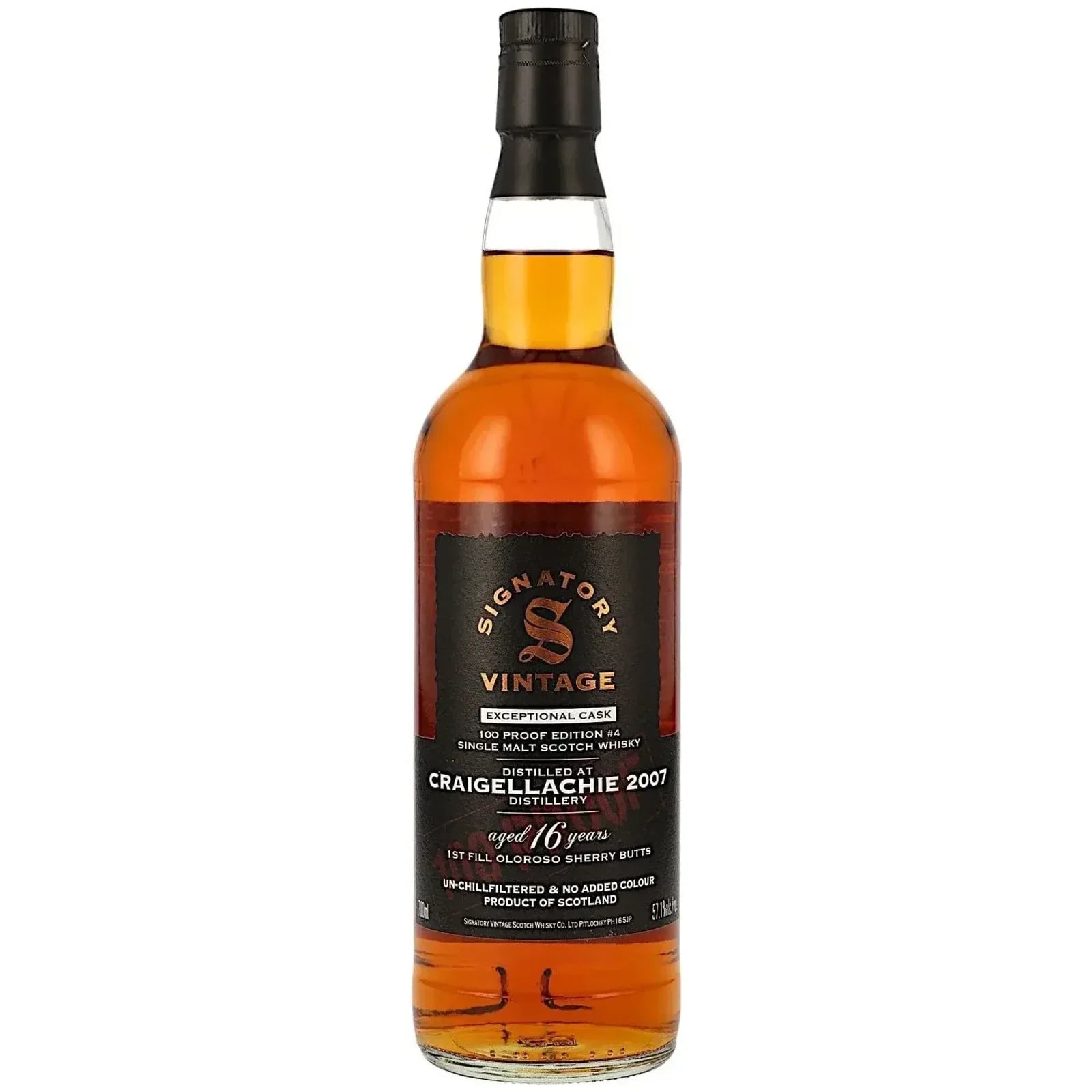 Craigellachie 16 Years Old 2007 Exceptional Cask 100 Proof Edition #4 Signatory Vintage