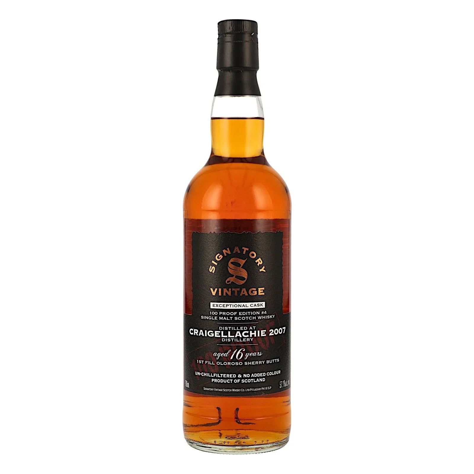Craigellachie 16 Years Old 2007 Exceptional Cask 100 Proof Edition #4 Signatory Vintage