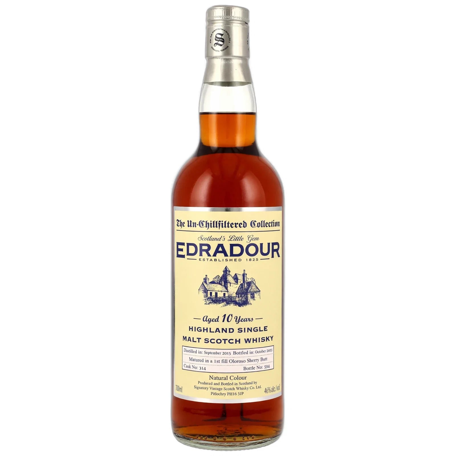 Edradour 10 Years Old 2015 The Un-Chillfiltered Collection Signatory Vintage Cask Nr. 314