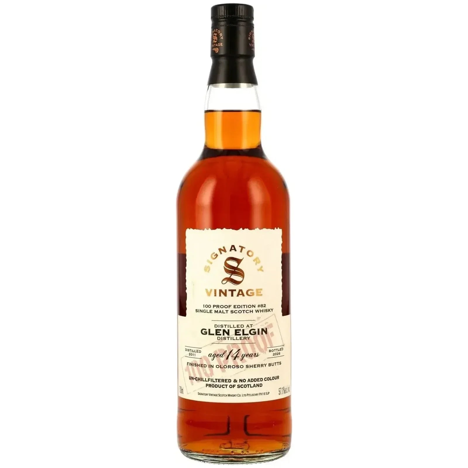 Glen Elgin 14 Years Old 2011 100 Proof Edition #82 Signatory Vintage