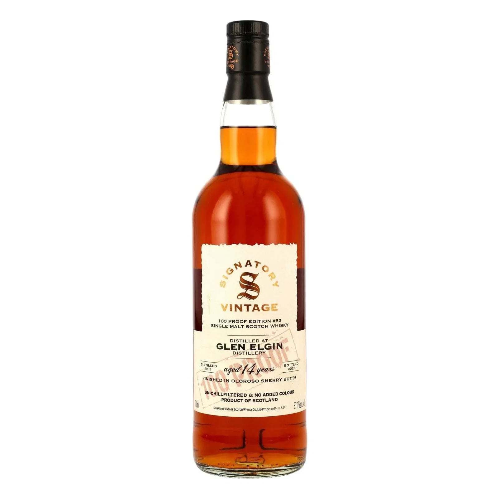 Glen Elgin 14 Years Old 2011 100 Proof Edition #82 Signatory Vintage
