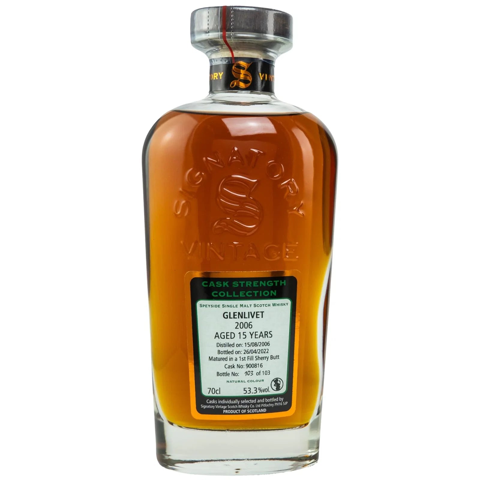 Glenlivet 15 Years Old 2006 Cask Strength Collection Signatory Vintage 900816