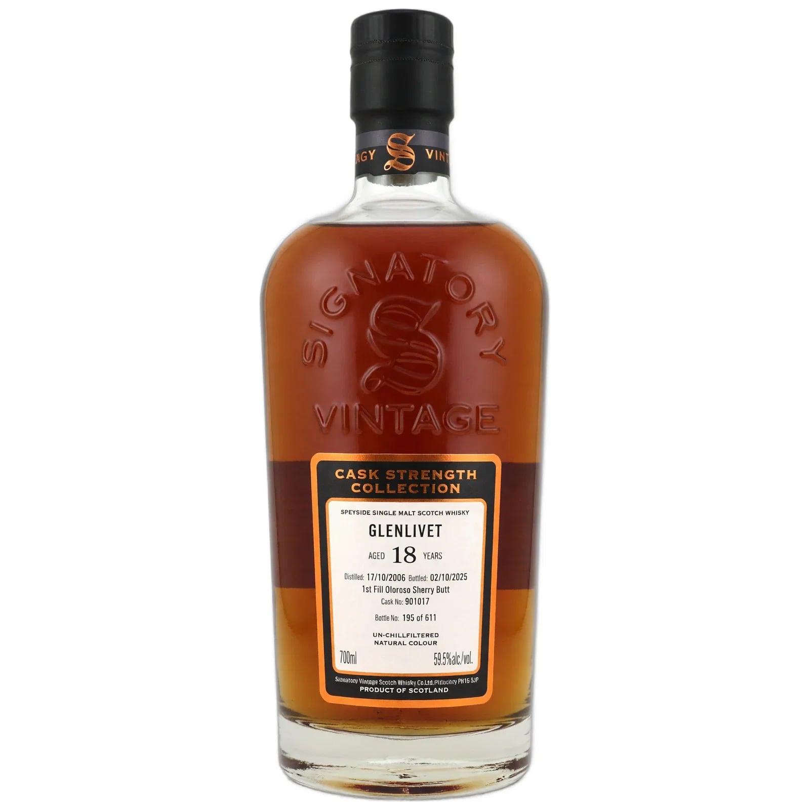 Glenlivet 18 Years Old 2006 Cask Strength Collection Signatory Vintage Cask Nr. 901017