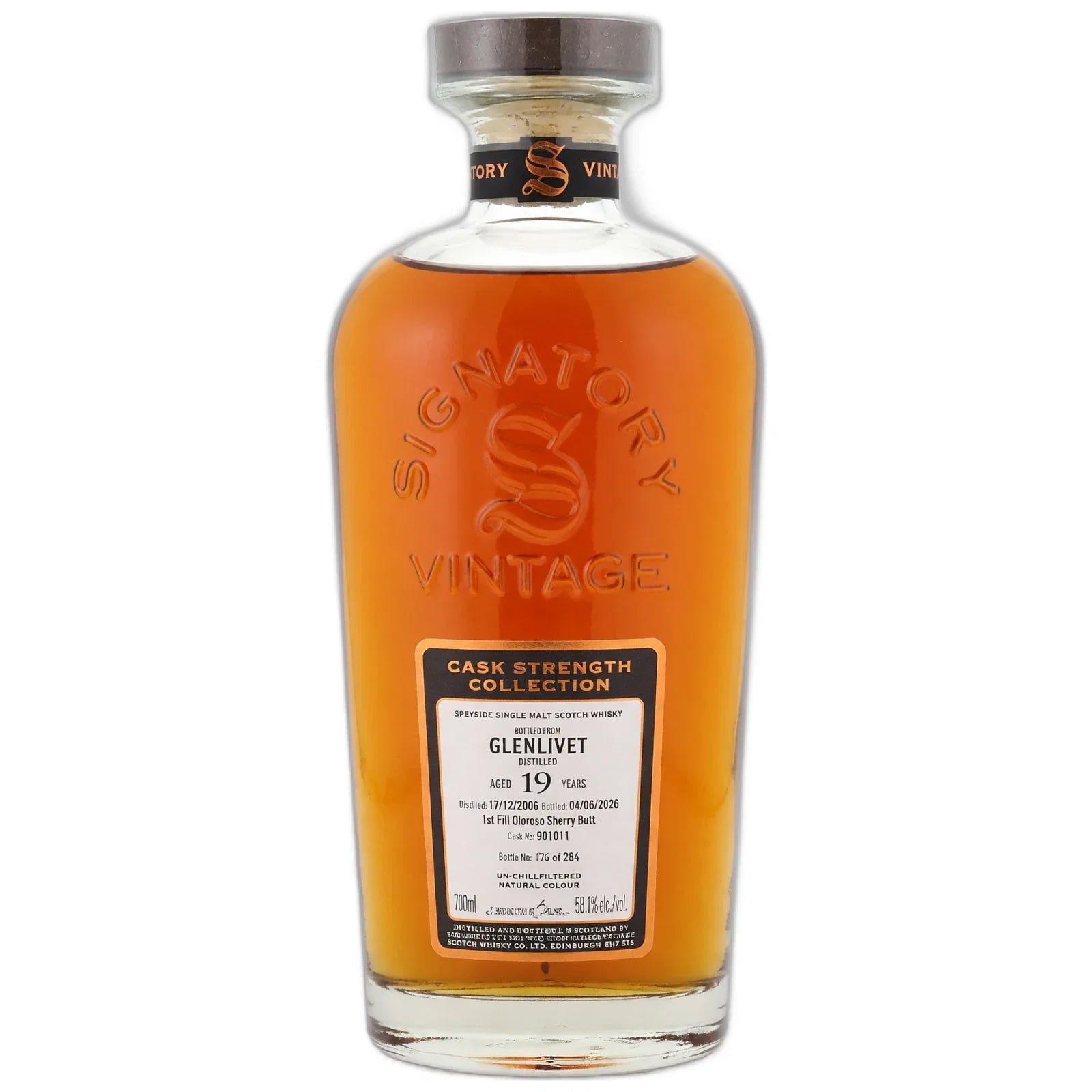Glenlivet 19 Years Old 2006 Cask Strength Collection Signatory Vintage Cask Nr. 901011