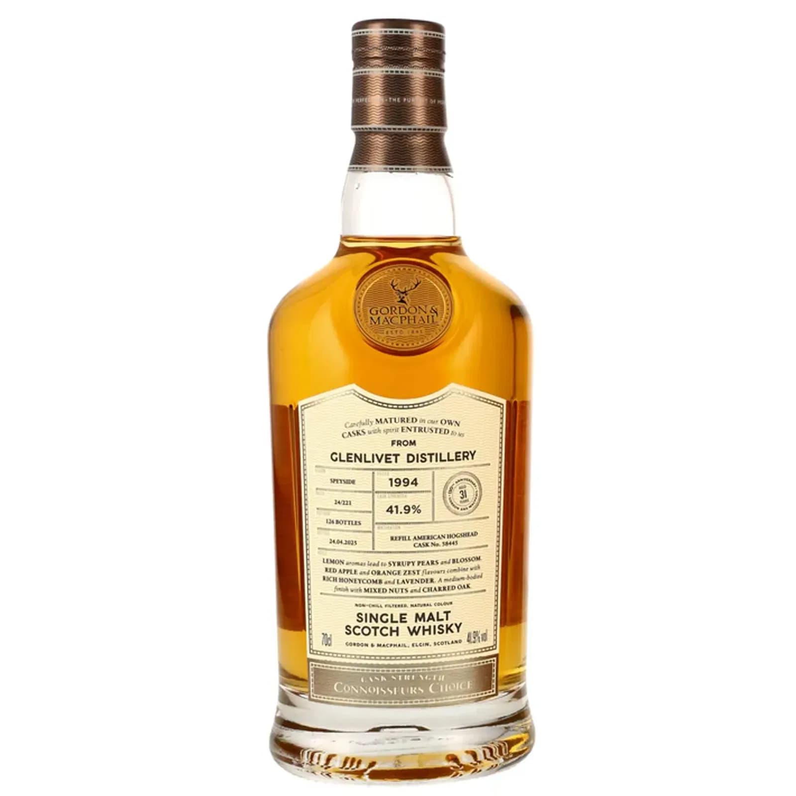 Glenlivet 31 Years Old 1994 Connoisseurs Choice Cask Strength Gordon & MacPhail Cask 58445