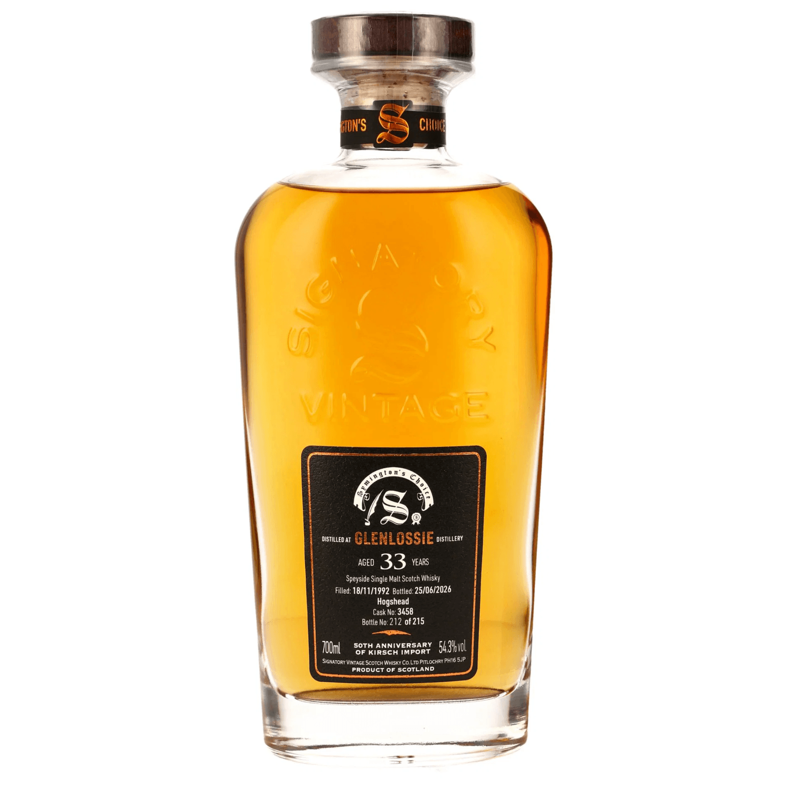 Glenlossie 33 Years Old 1992 Symington's Choice Signatory Vintage Cask Nr.3458