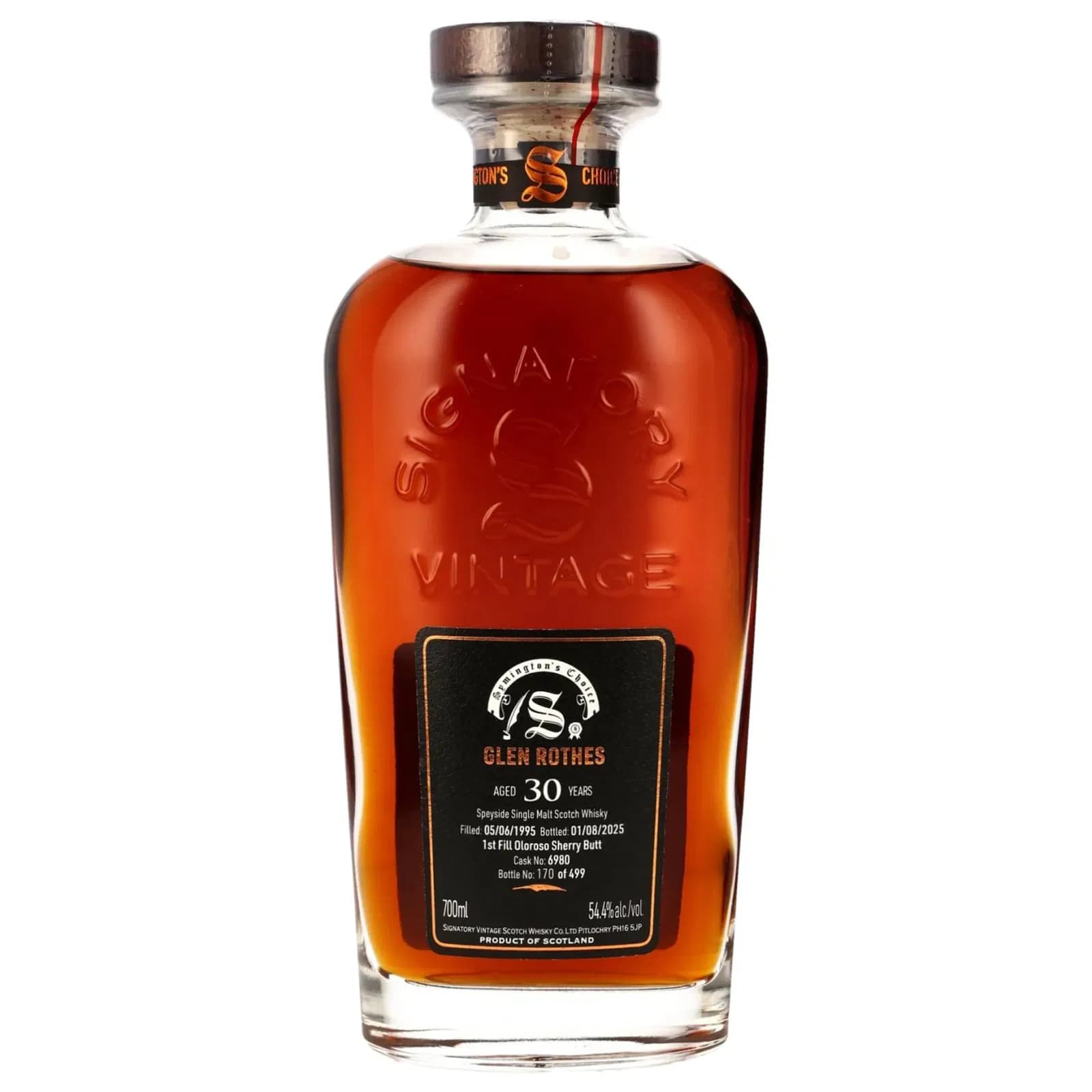 Glenrothes 30 Years Old 1995 Cask Strength Collection Symingtons Choice Signatory Vintage Cask 6980