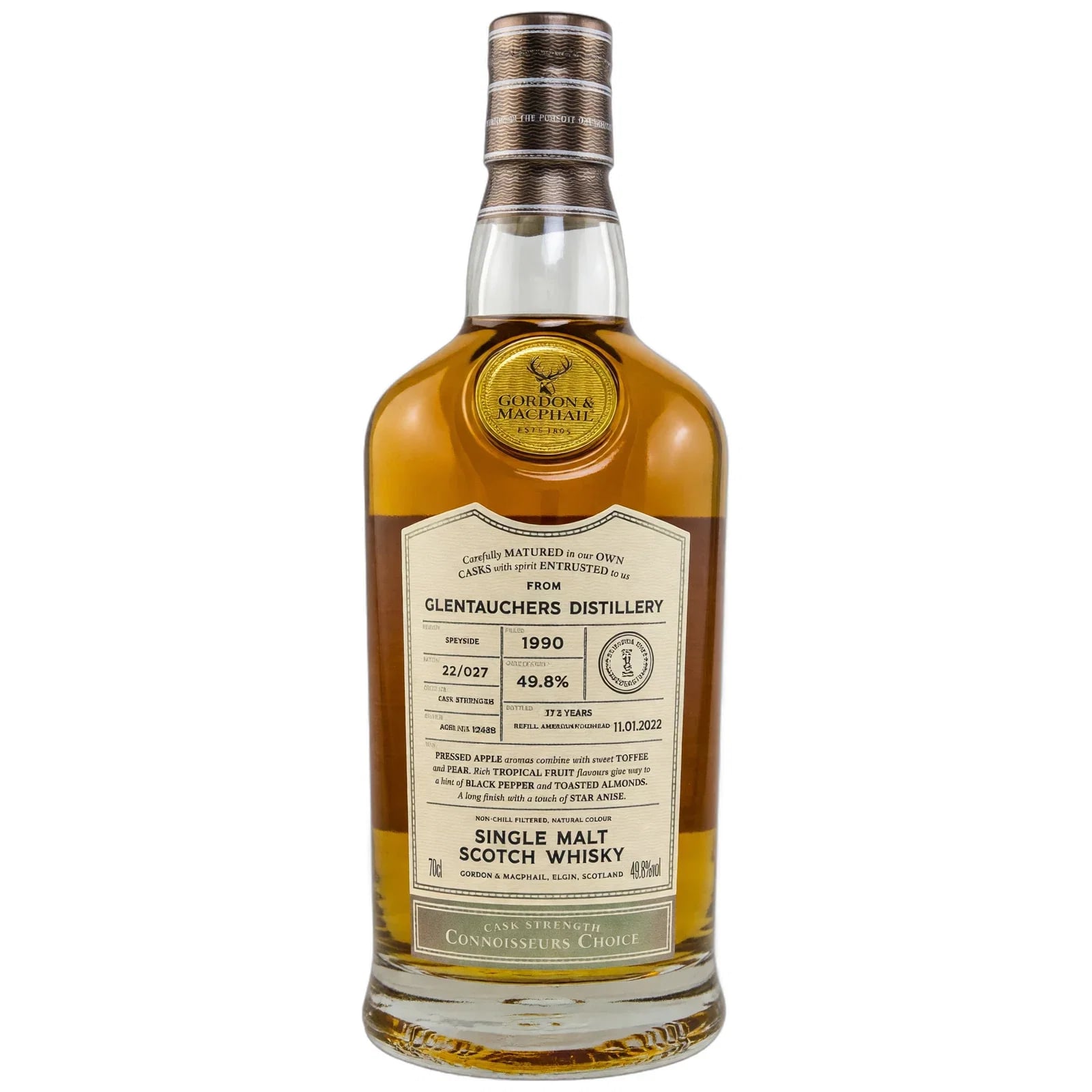 Glentauchers 31 Years Old 1990 Connoisseurs Choice Cask Strength Gordon & Macphail 12488