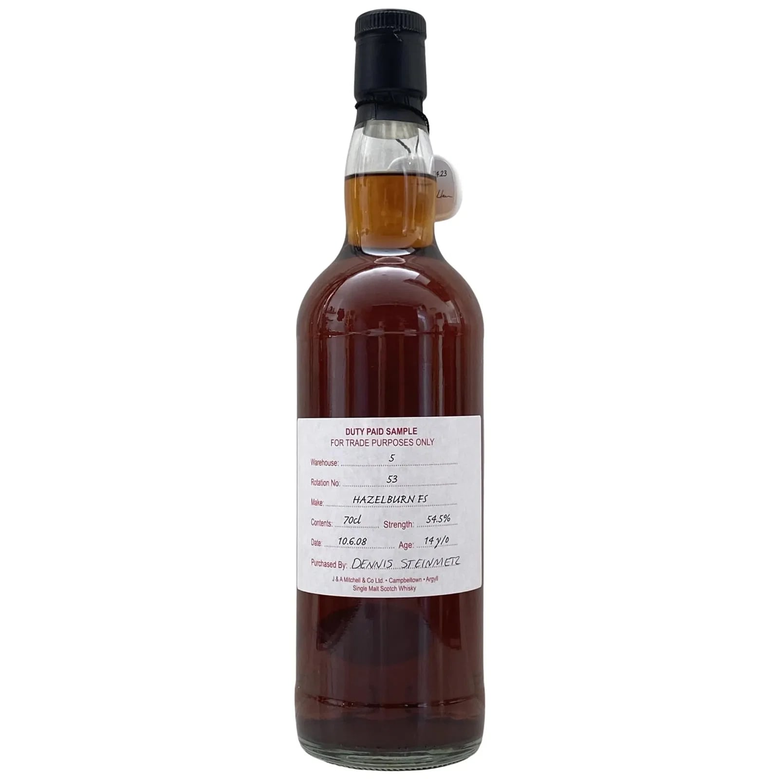 Hazelburn 14 Years Old 2008 Duty Paid Sample For Trade Purposes Only Rotation 53
